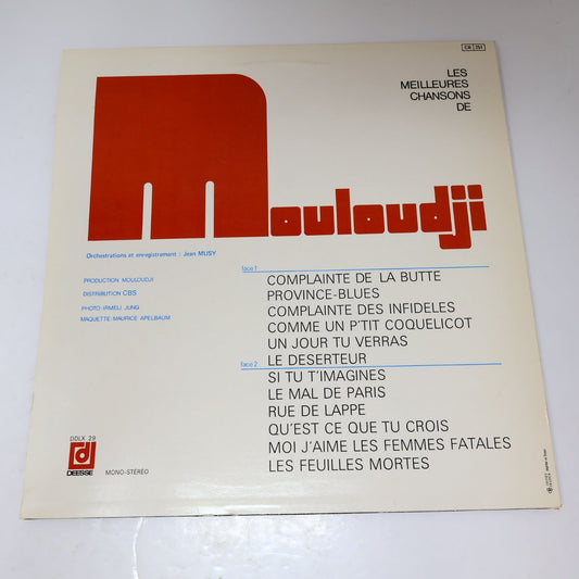Mouloudji Les Meilleures Chansons 12" Record 1972 DDLX 29 Chanson 33RPM DDLX 29