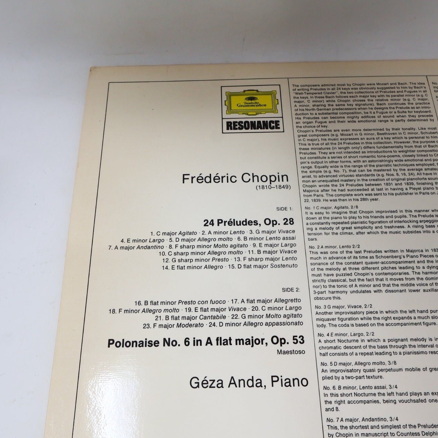 Chopin Géza Anda Preludes Op.28 / Polonaise Op.53 LP 1975 Record Piano 2535 154