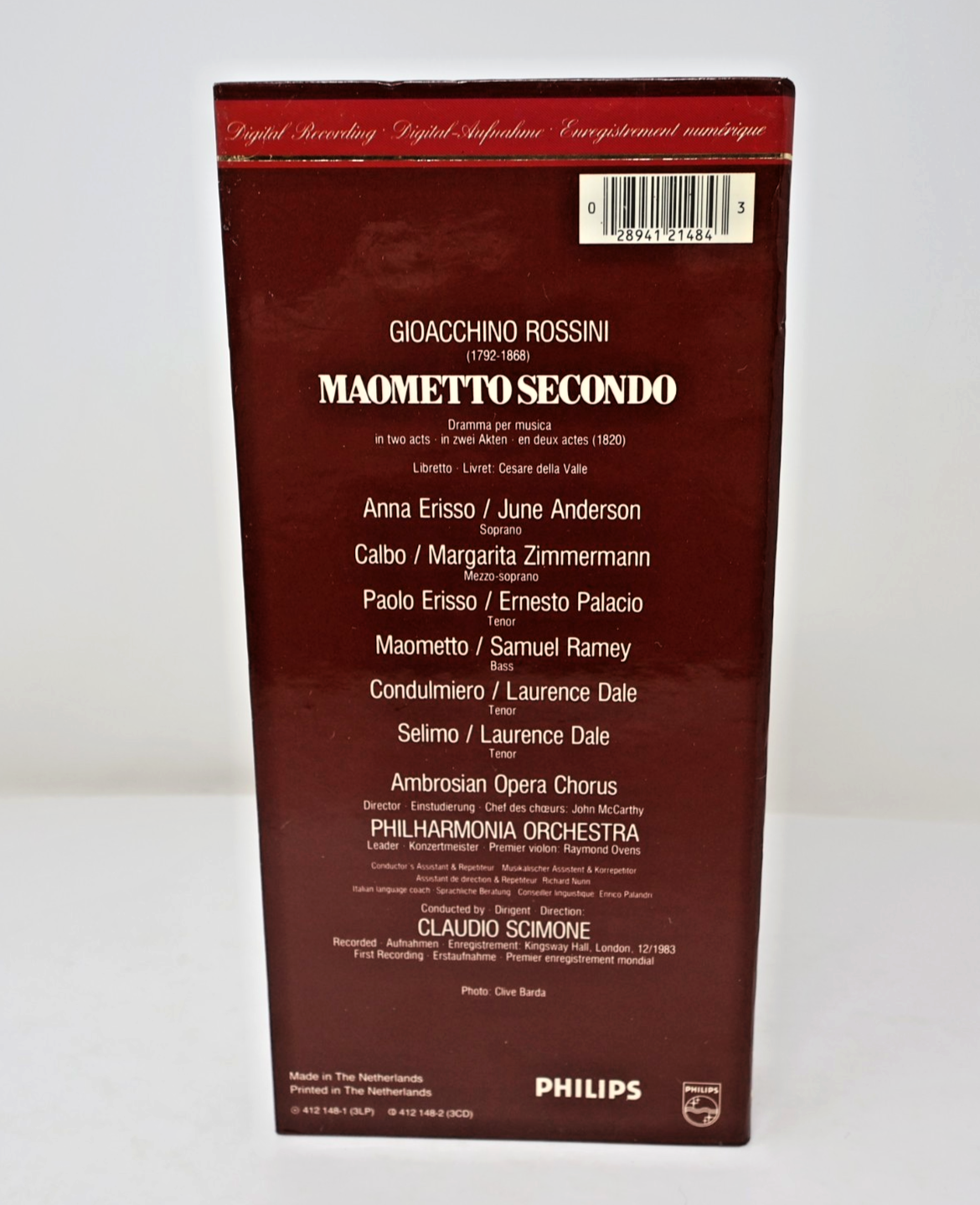 Rossini Maometto Secondo Cassette Box Claudio Scimone/Philharmonia/June Anderson