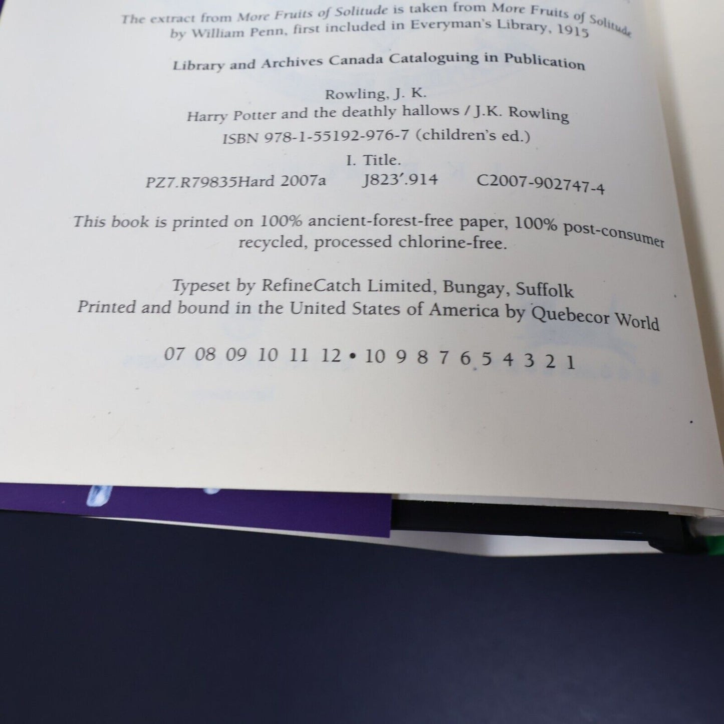 2007 Harry Potter and the Deathly Hallows by J. K. Rowling 1st Print Hardcover