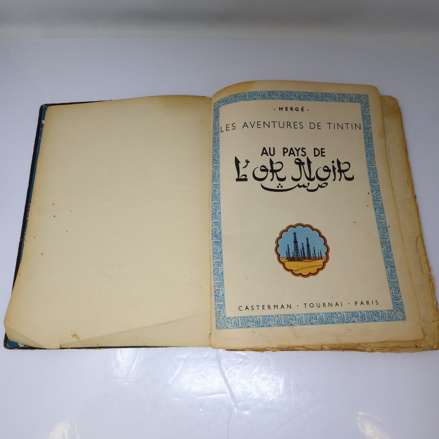 Tintin Au Pays de l'Or Noir Hergé Casterman 1950 B4 EO HC Français Mauvais État