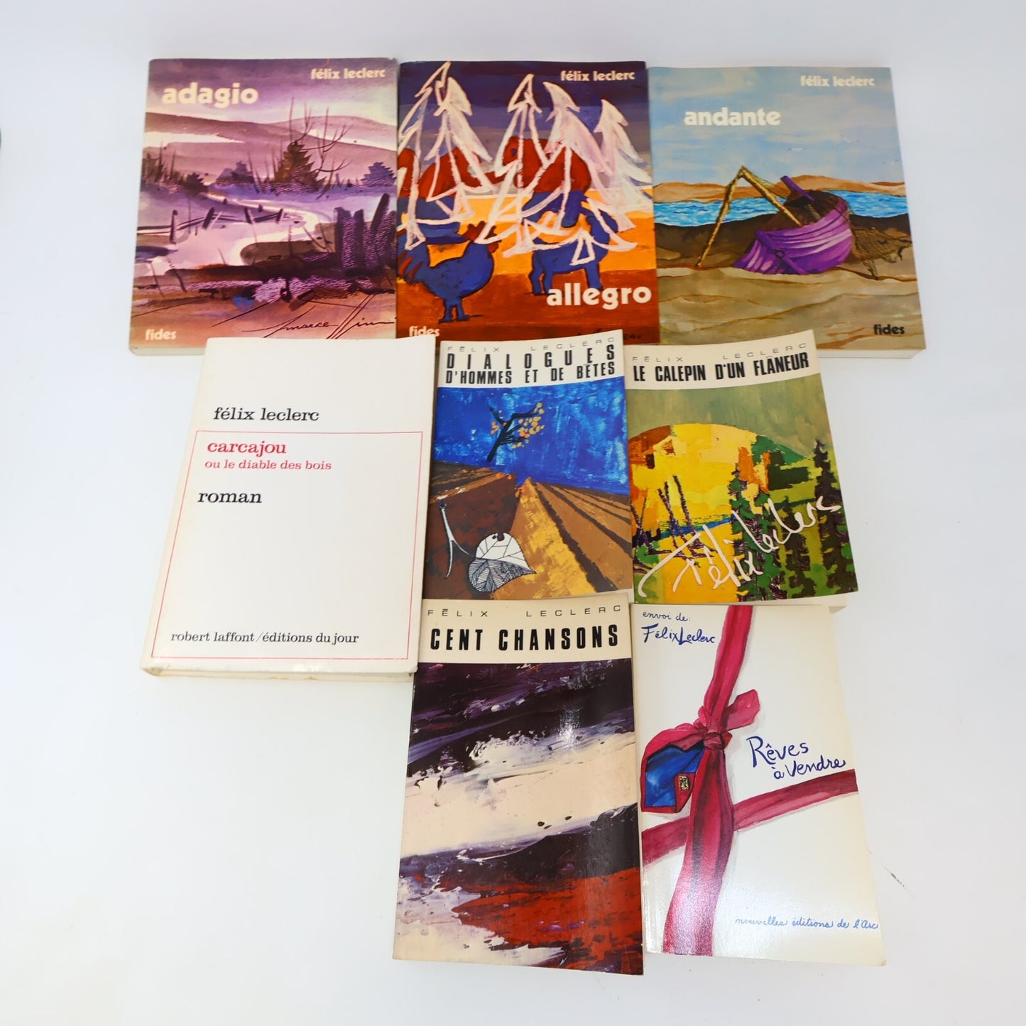 Félix Leclerc Lot 8 Livres Andante/Adagio/Allegro/Rêves à Vendre Roman Poésie PB