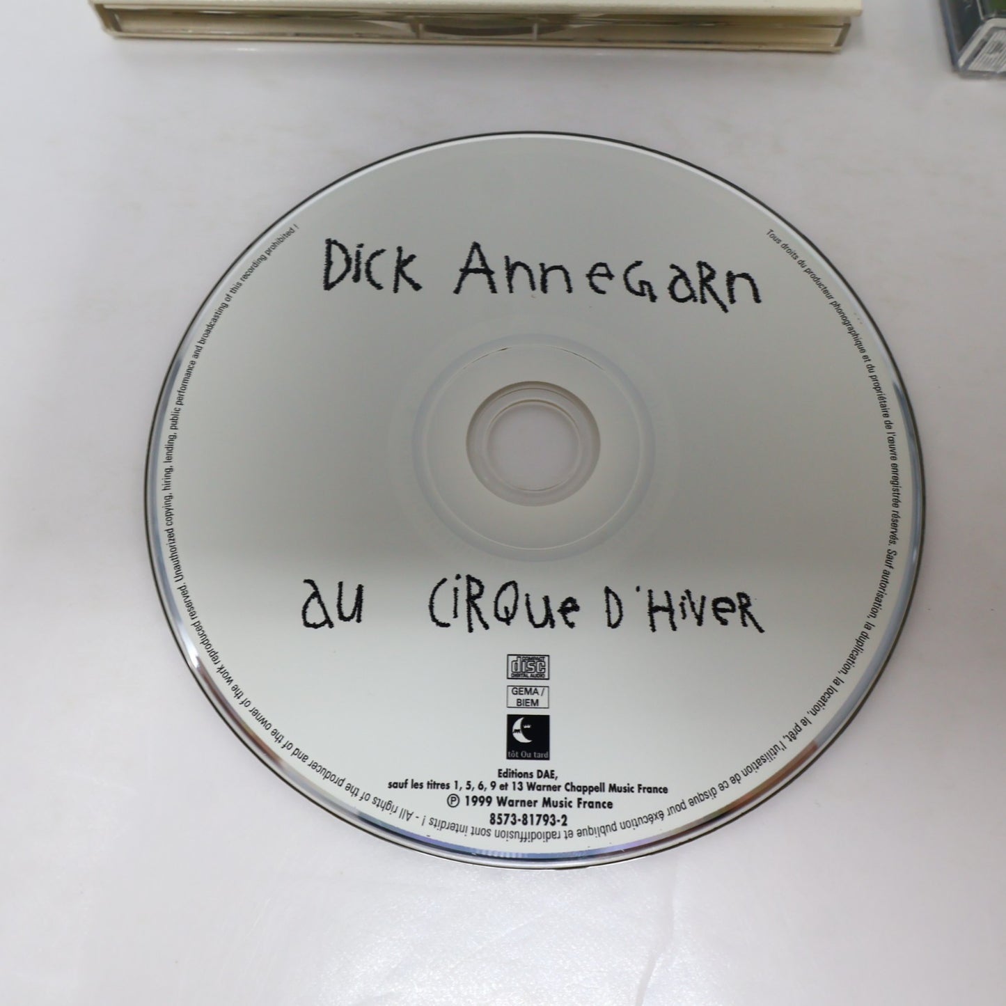 Dick Annegarn Lot 2 CD Tôt Ou Tard Approche-Toi/Au Cirque D'Hiver Bébé Éléphant