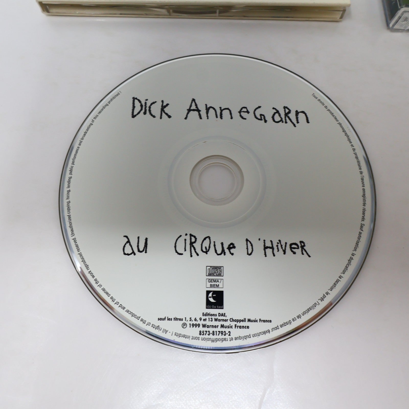 Dick Annegarn Lot 2 CD Tôt Ou Tard Approche-Toi/Au Cirque D'Hiver Bébé Éléphant