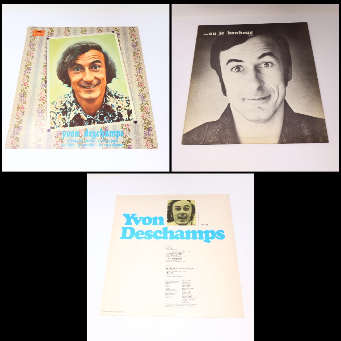 Yvon Deschamps Lot 3 Disques Record Bill 22/L'Argent ou Le Bonheur/La Sexualité