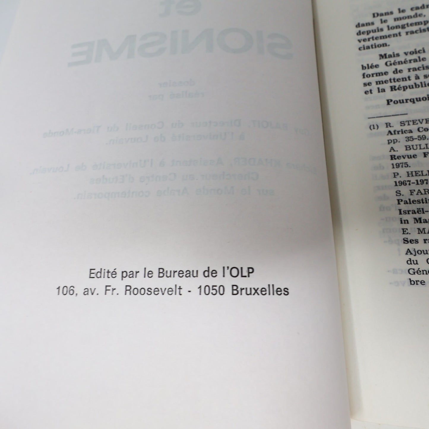 Apartheid et Sionisme/Le Peuple Palestinien Lot 2 Livres Khader/Bajoit/Pirard PB