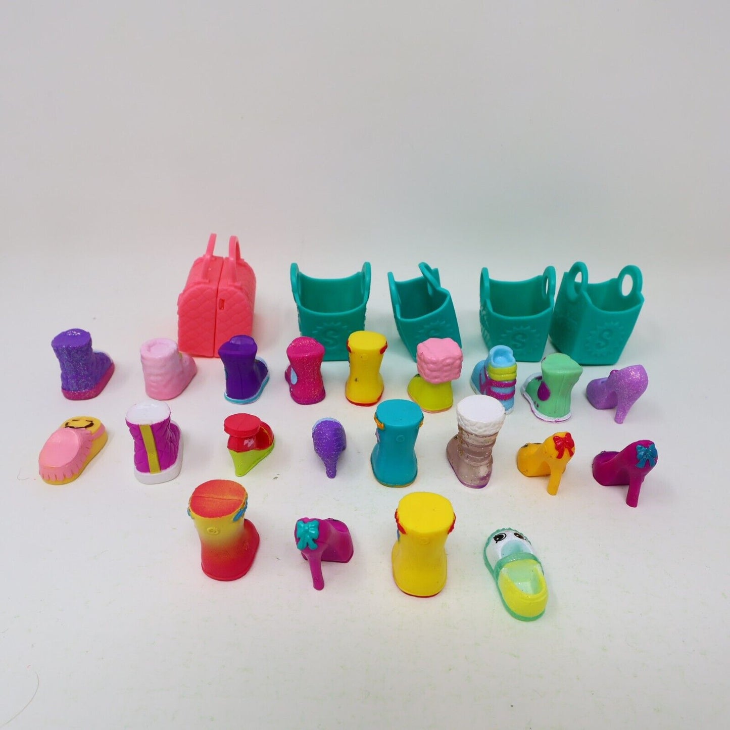 Lot of 21 Shopkins Figures Toys Mixed Boots Shoes High Heels Baskets Moose