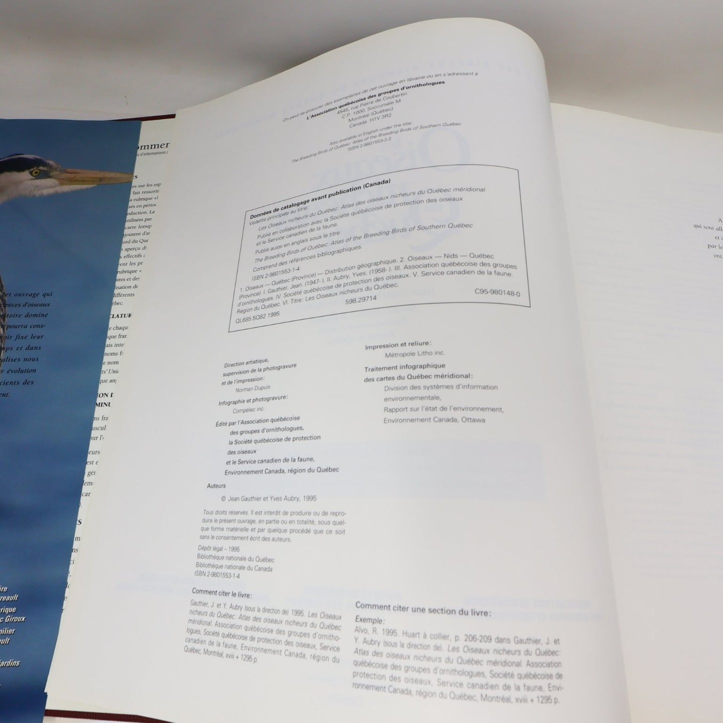 Les Oiseaux Nicheurs du Québec Jean Gauthier 1995 Atlas Illustré Faune Birds