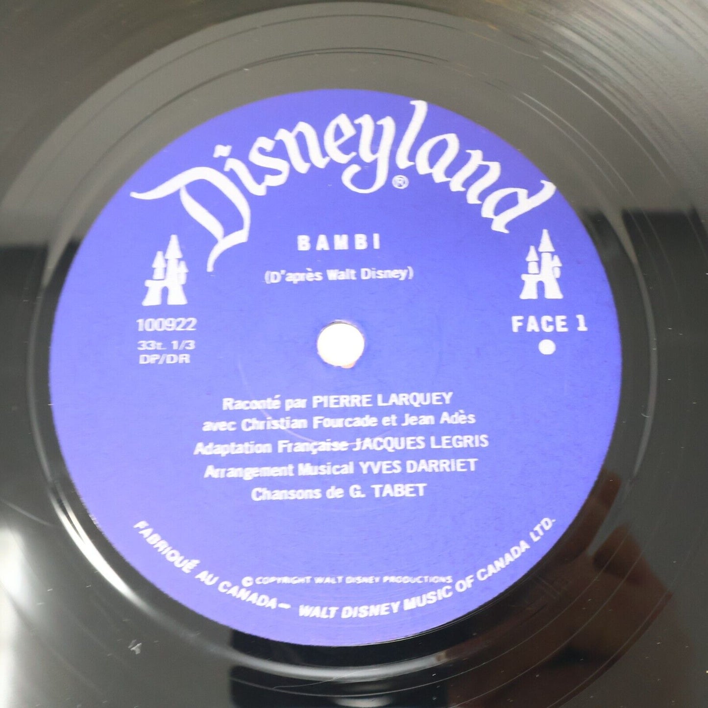 Walt Disney Bambi Raconté par Pierre Larquey LP Disque DF-1009 Français French
