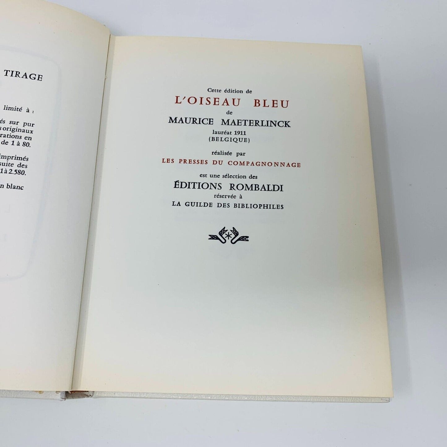 1961 L'Oiseau Bleu Rombaldi Nobel Littérature Maurice Maeterlinck Picasso Cover