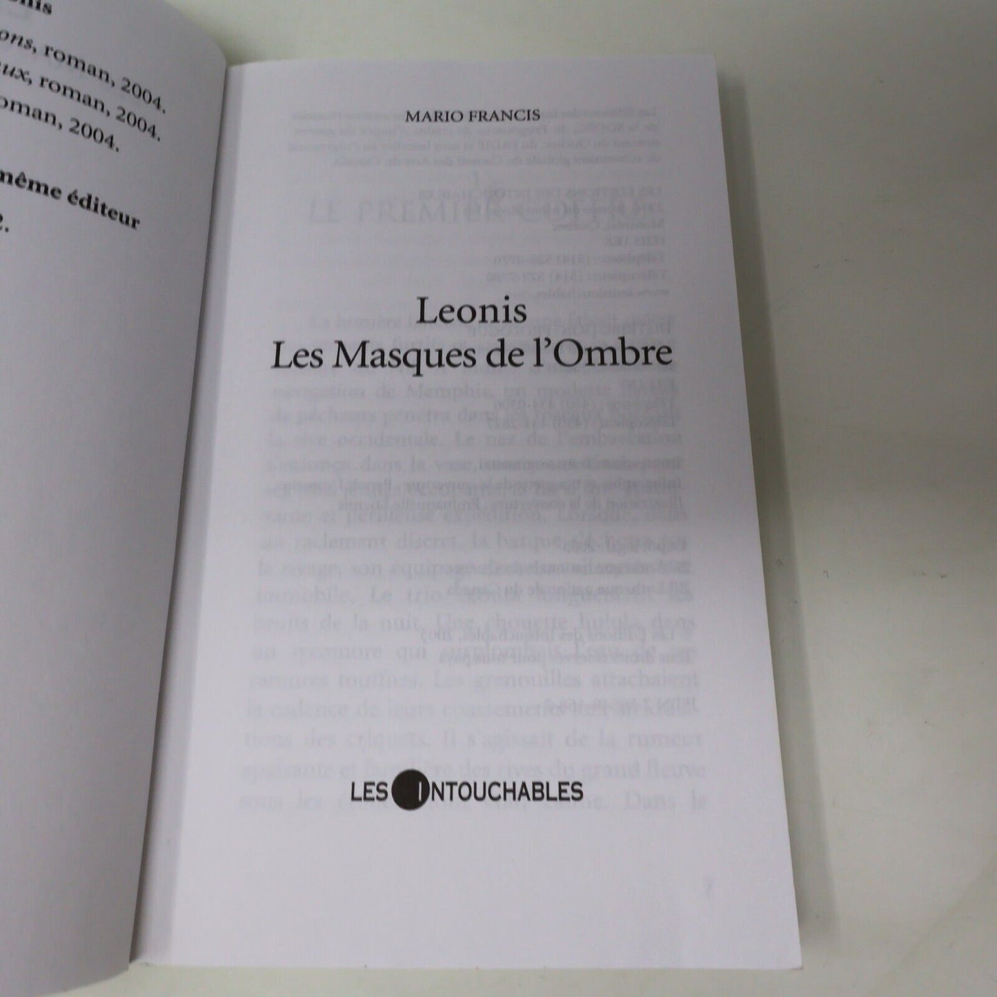 2004 Leonis #4 Les Masques de l'Ombre de Mario Francis Les Intouchables Français