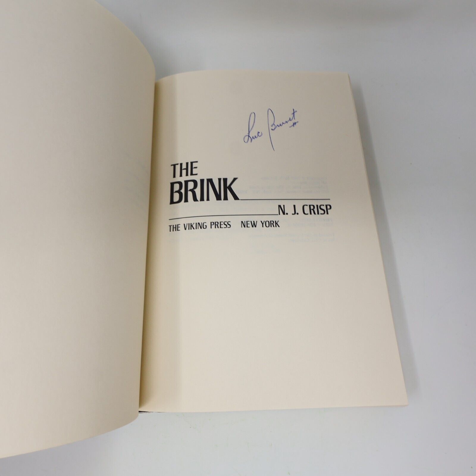 1982 The Brink N. J. Crisp Espionage Spy Thriller Viking Hardcover Book 80s HC