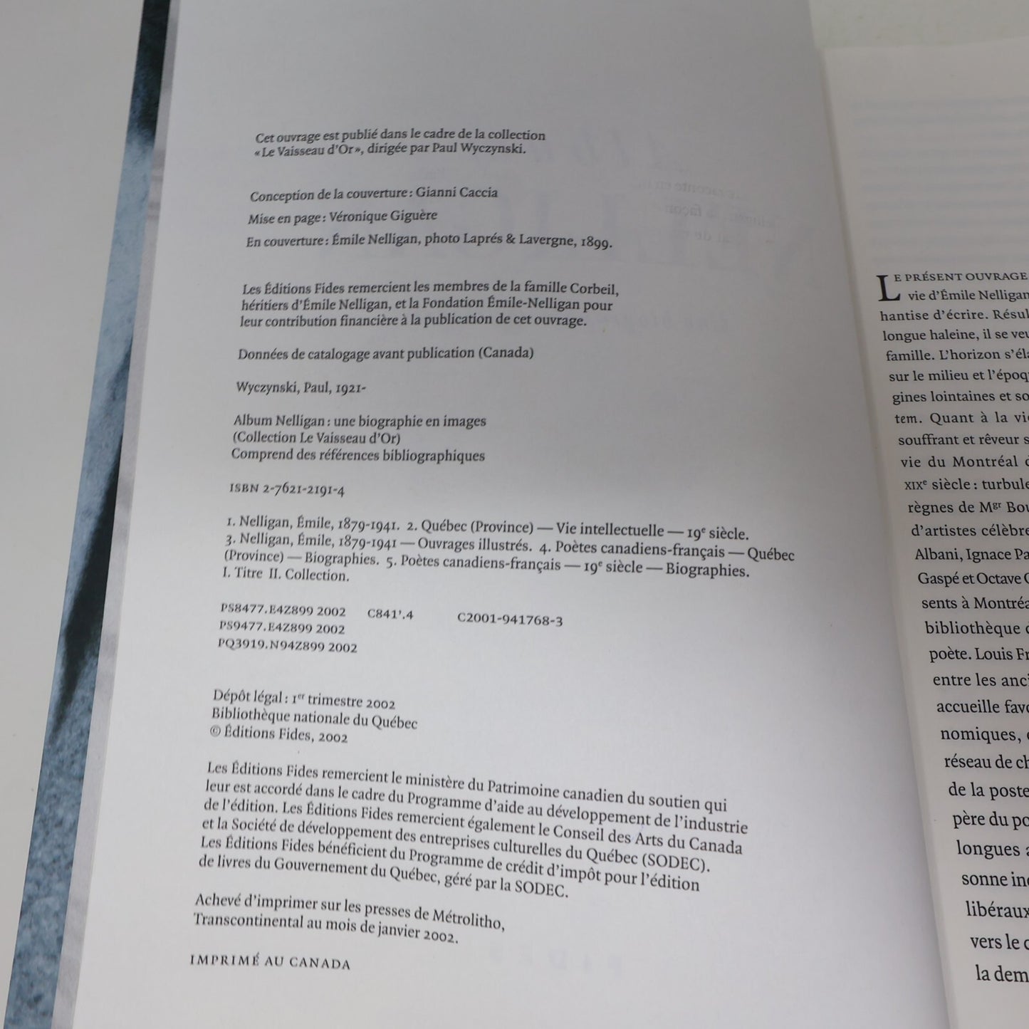 2002 Album Nelligan une Biographie en Images Paul Wyczynski Littérature Québec