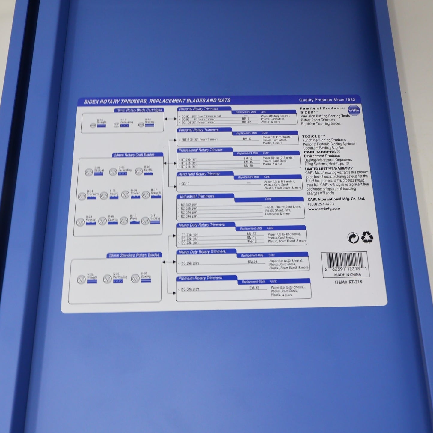 CARL Professional Rotary Paper Trimmer 18" RT-218 Used Damaged Box Massicot