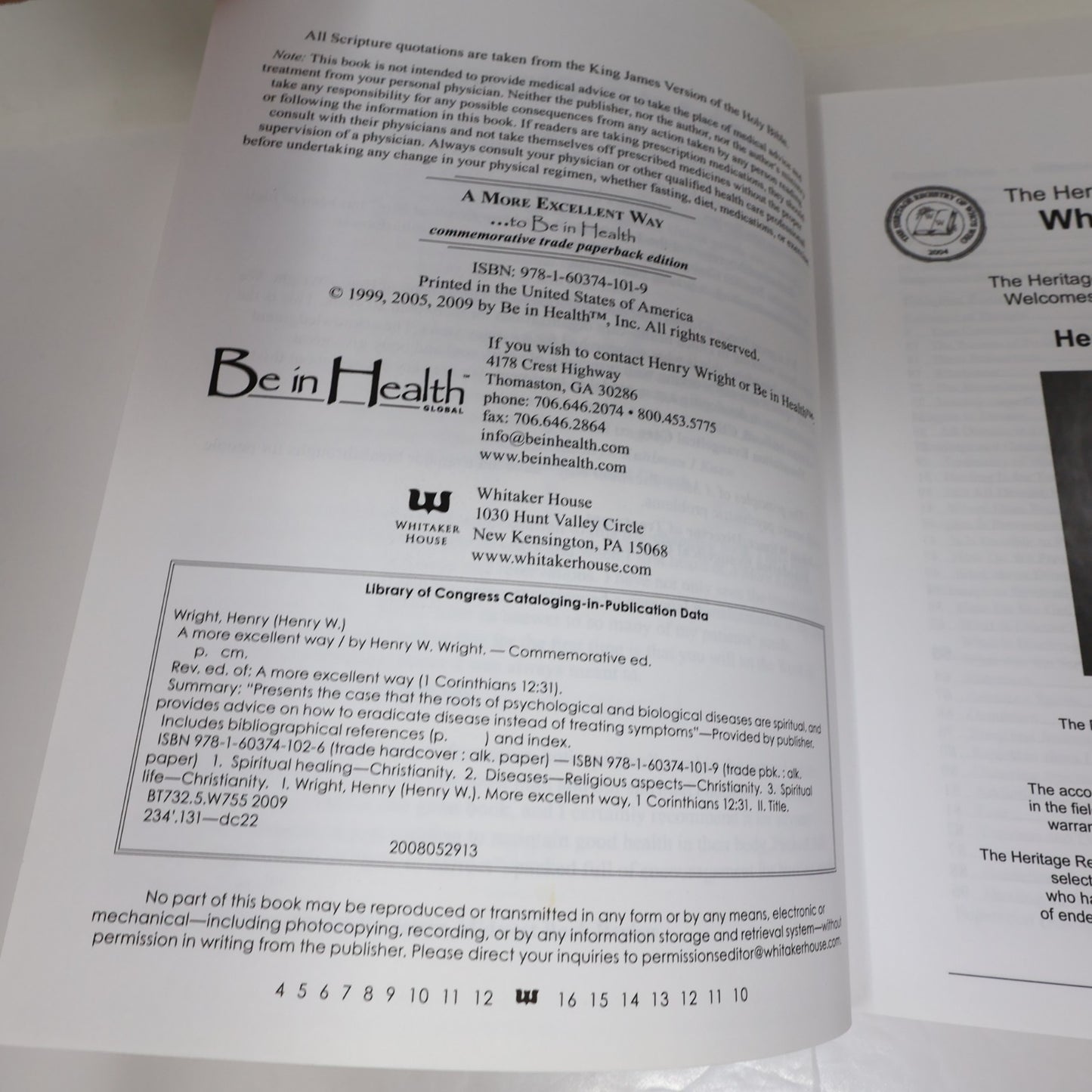A More Excellent Way to Be in Health Henry W. Wright Whitaker House 2009 NO DVD