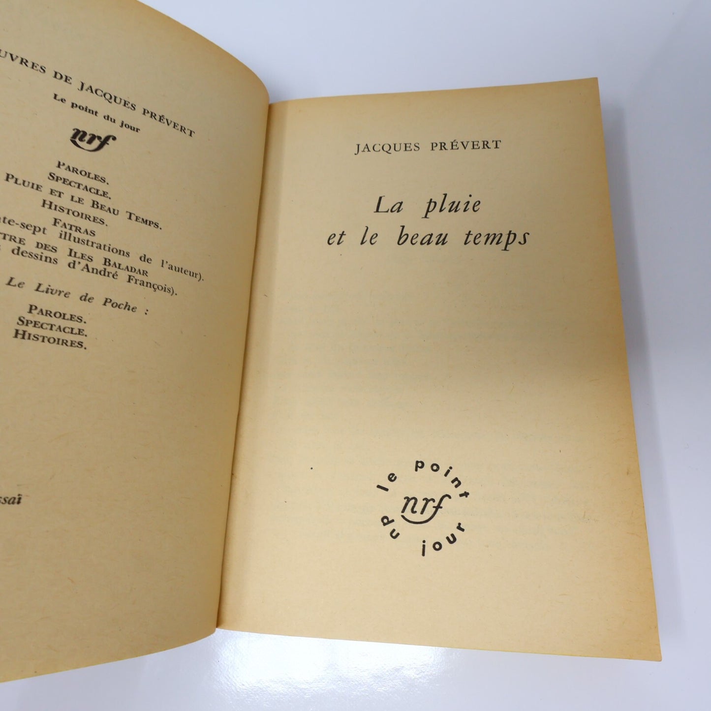 Jacques Prévert Lot 2 Livres Paroles/La Pluie et le Beau Temps Poésie France 60s