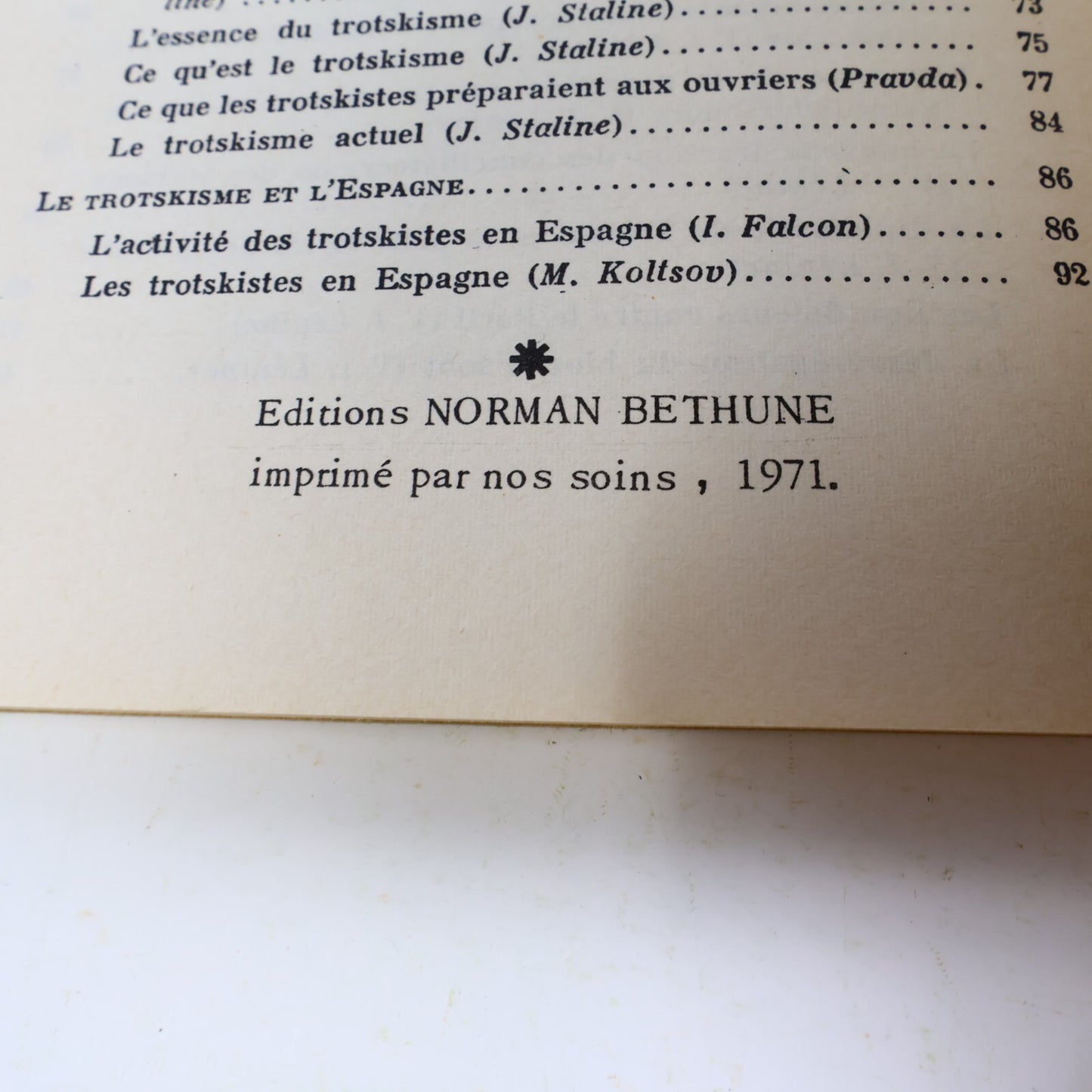 1971 Troski et le Troskisme Léon Trotski Éditions Norman Bethune Philosophie 70s