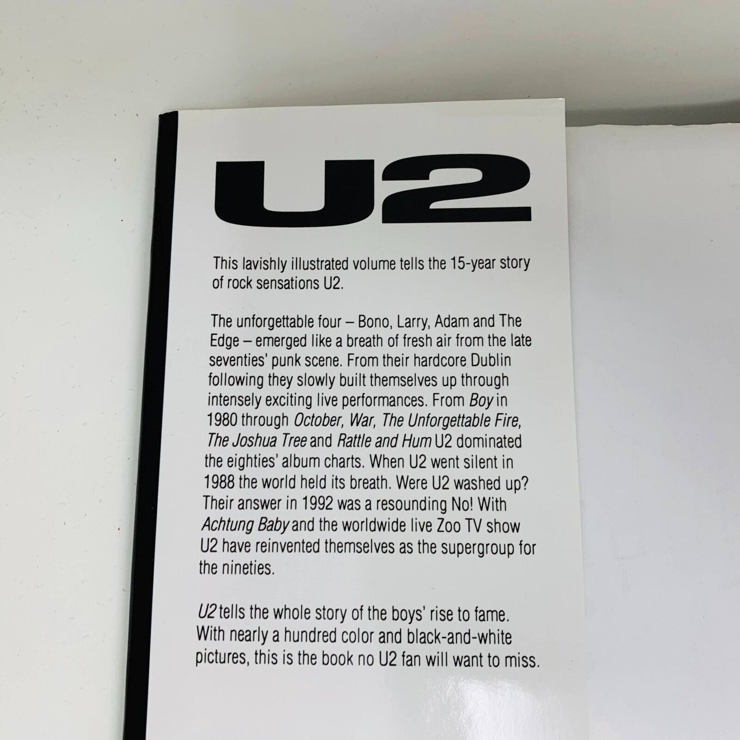 1993 U2 Bison Books Hardcover DJ Jackie Shirley Band Group Show Pictures Story