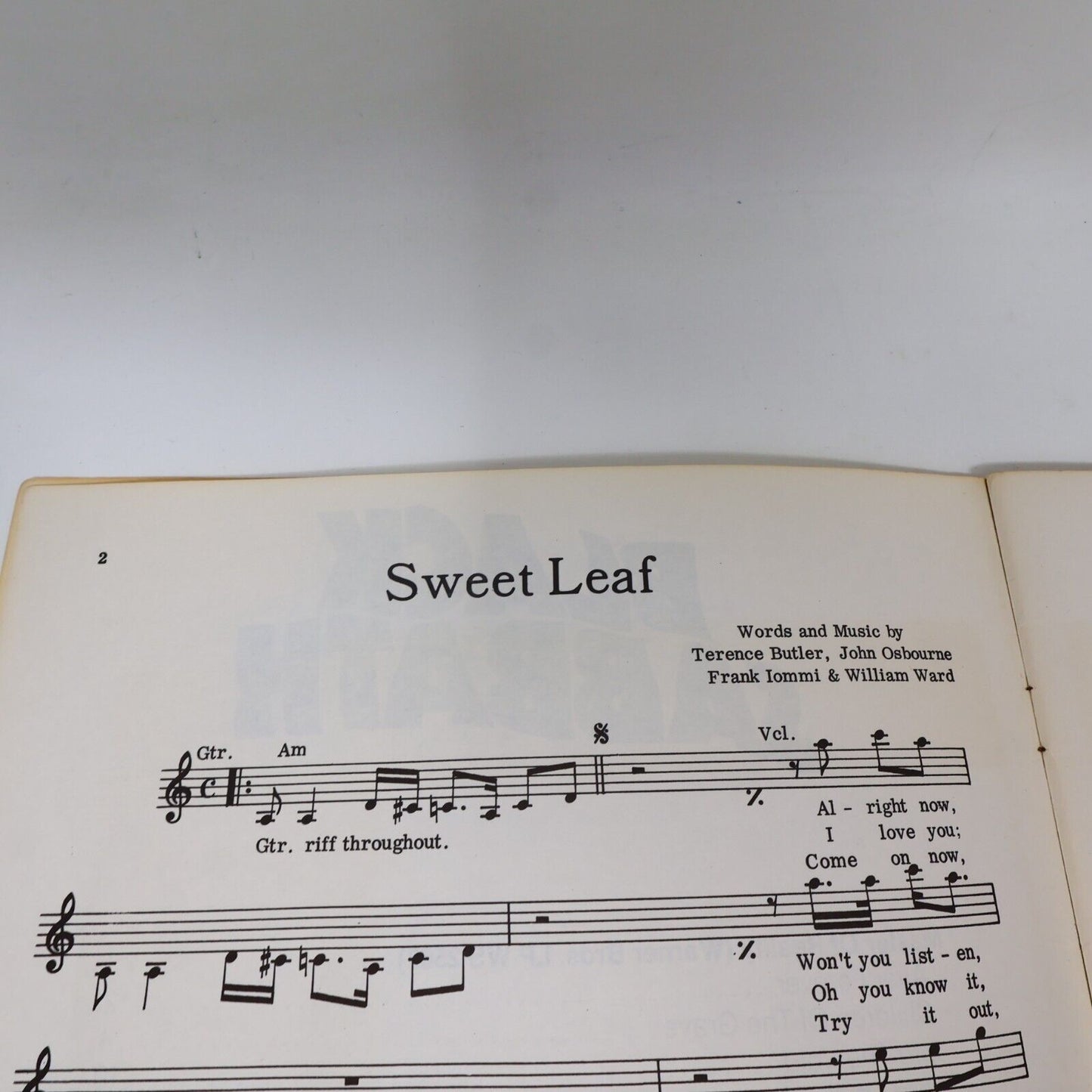 1971 Black Sabbath Songbook Guitar Master of Reality Ozzy Osborne Essex Music PB