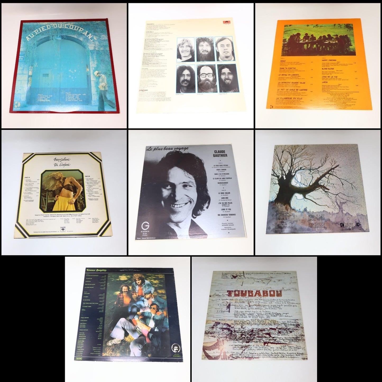 Rock/Pop/Folk/Funk Québécois 70s Lot 8 Disques Toubabou/Julien/Barde/Connivence