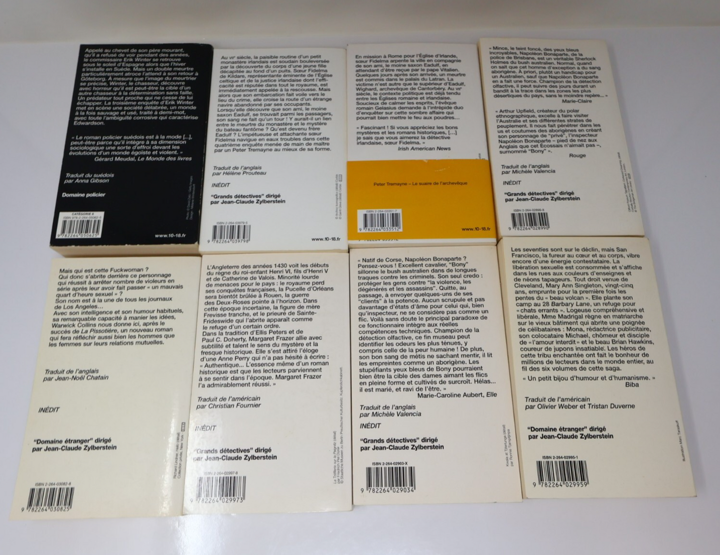 Crime et Mystère Lot 20 Livres 10/18 Tremayne/Edwardson/Upfield/Collins/Frazer