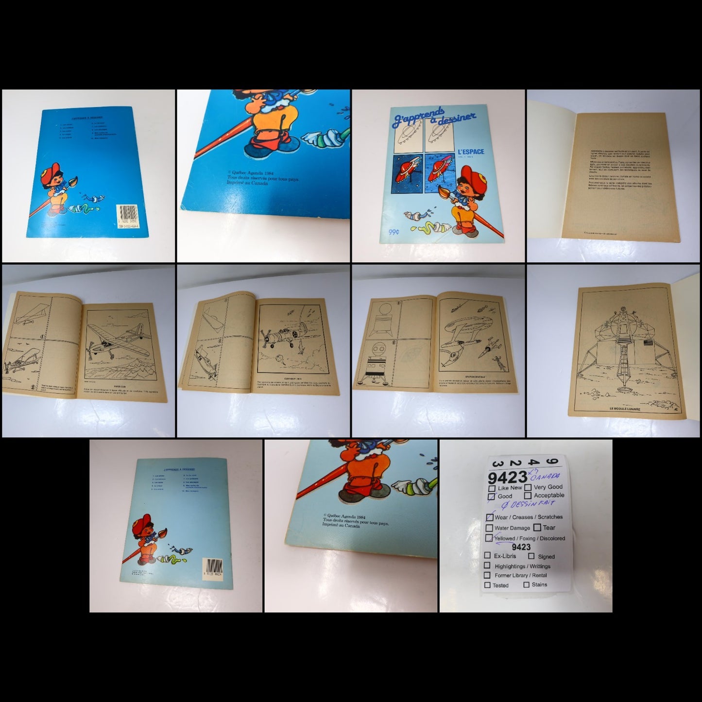 J'Apprends à Dessiner Lot 7 Livres à Colorier Québec Agenda Poissons/Espace 1984