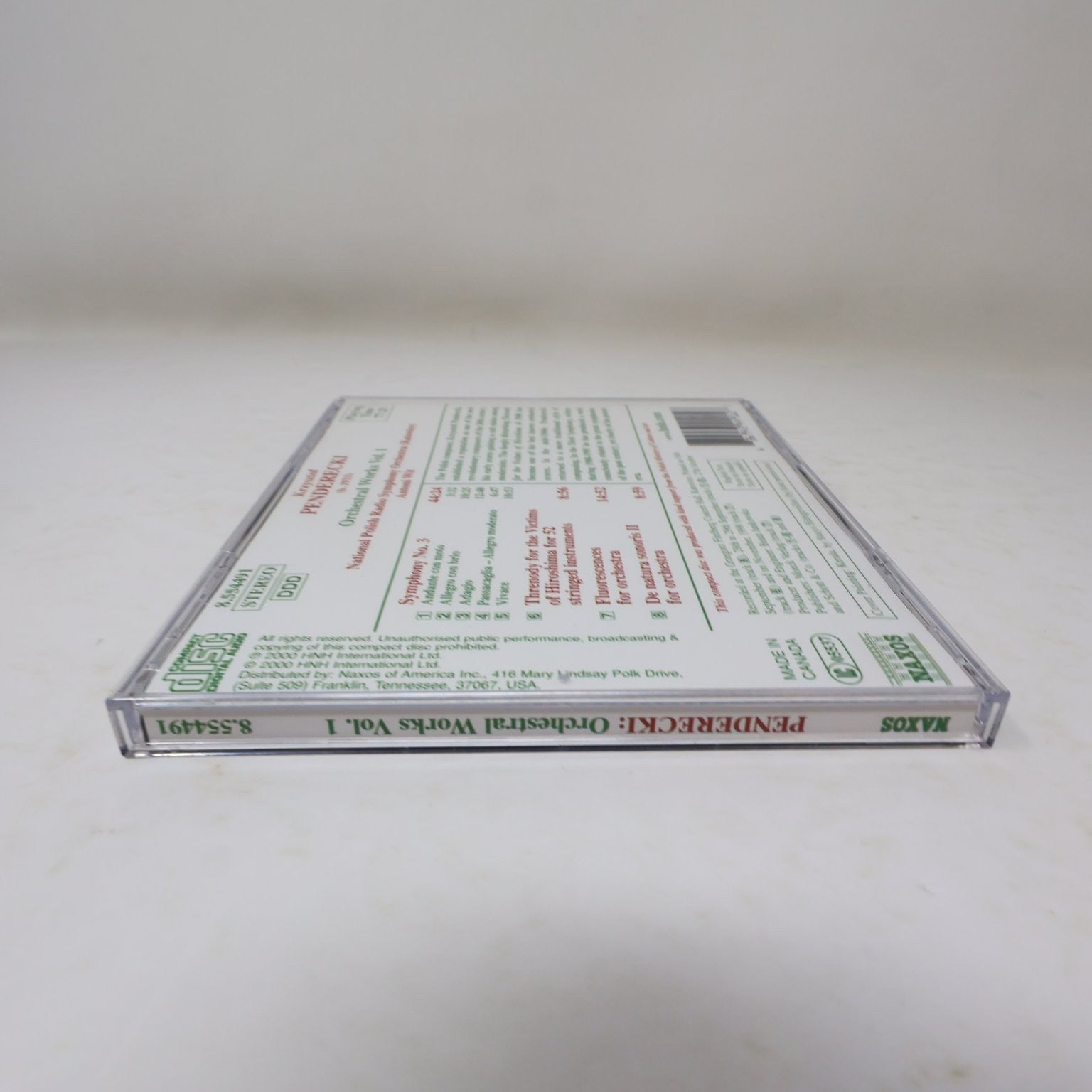 Penderecki Orchestral Works #1 CD Antoni Wit 2000 National Polish Radio Naxos