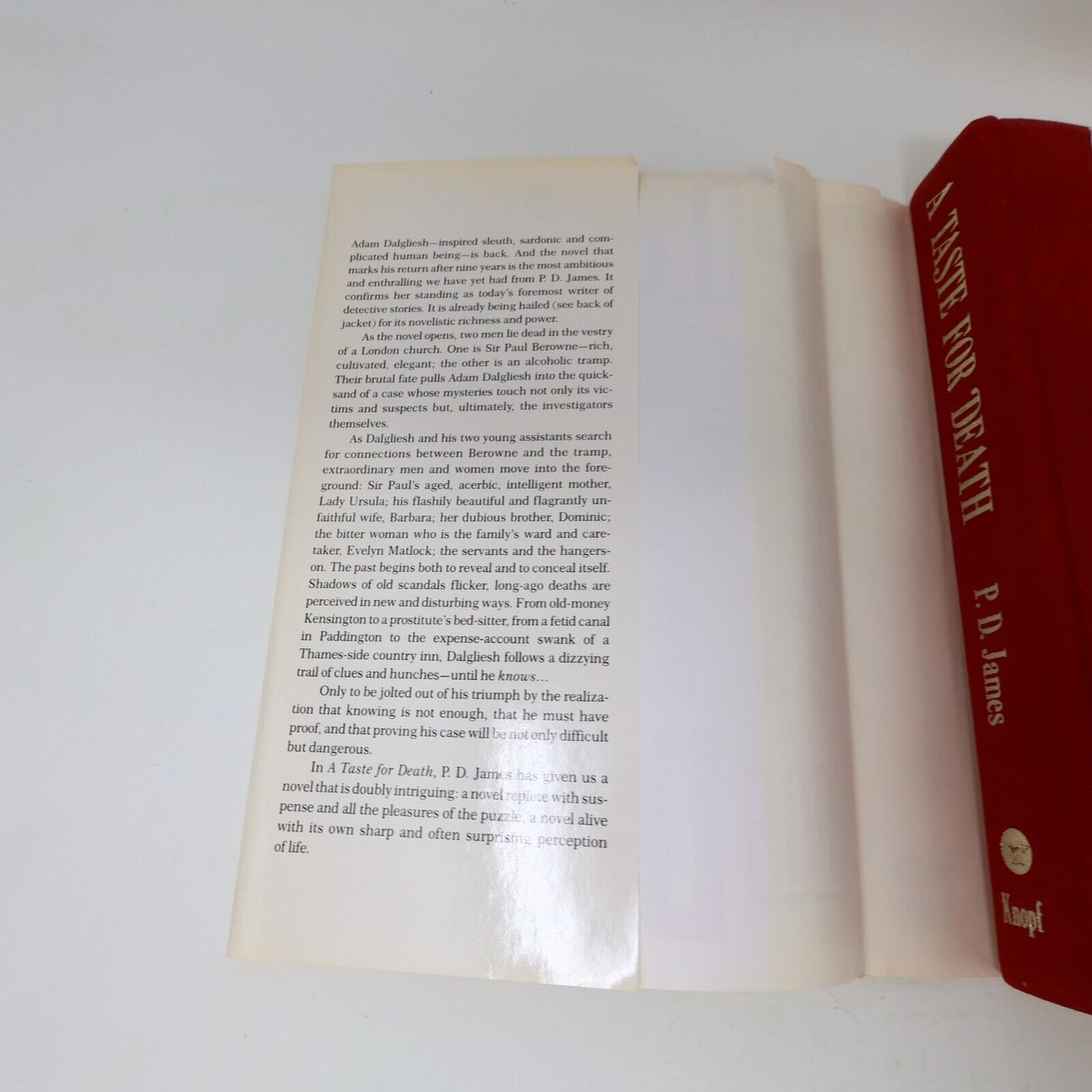 1986 A Taste For Death P. D. James Mystery Thriller Crime Knopf Hardcover Book