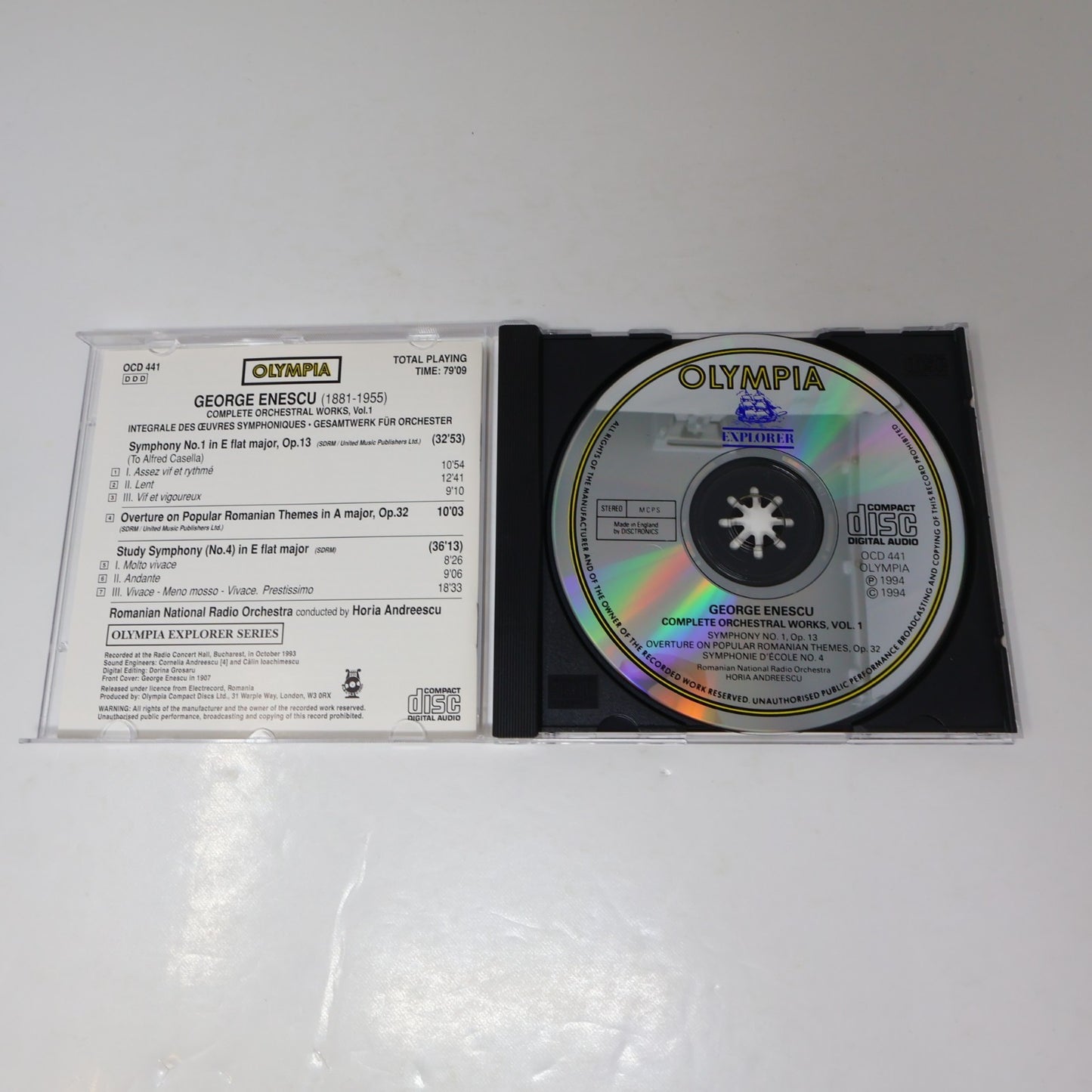 George Enescu CD Complete Orchestral Works 1 Horia Andreescu Symphony 1/Romanian