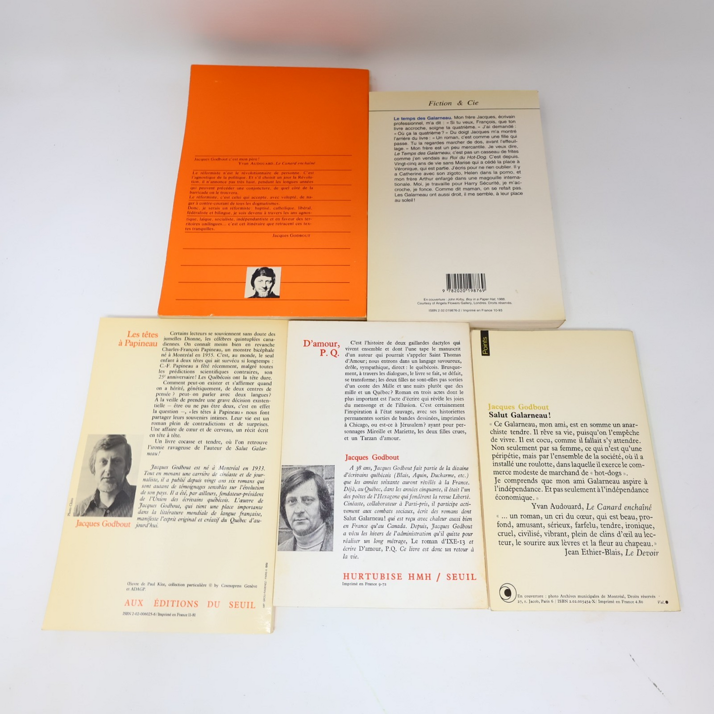 Jacques Godbout Lot 5 Livres Têtes à Papineau/Réformiste/Salut Galarneau! Roman