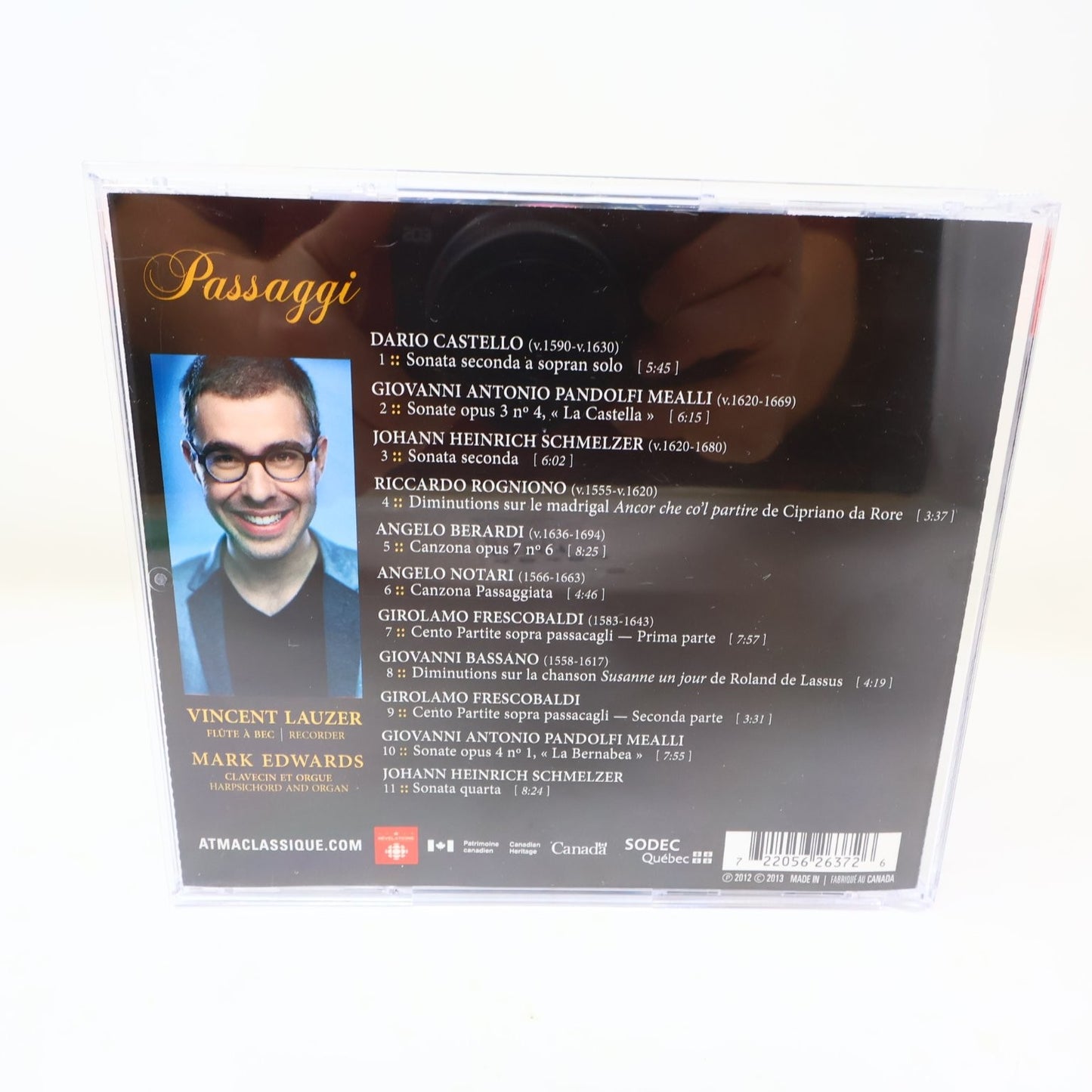 Vincent Lauzer/Mark Edwards Passaggi CD 2013 Baroque Classical Renaissance ATMA