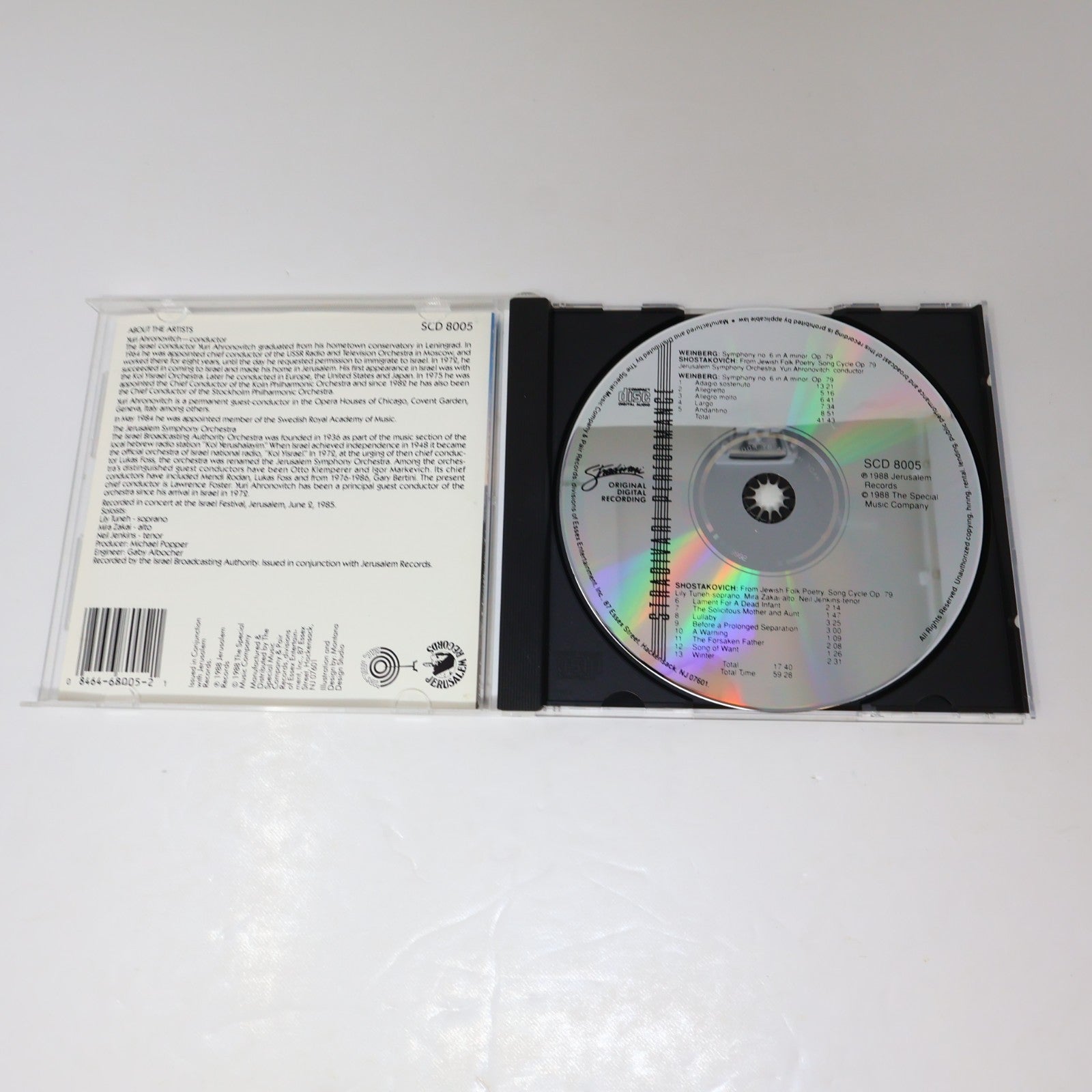 Weinberg Symphony No. 6/Shostakovich From Jewish Folk Poetry CD 1988 Classical