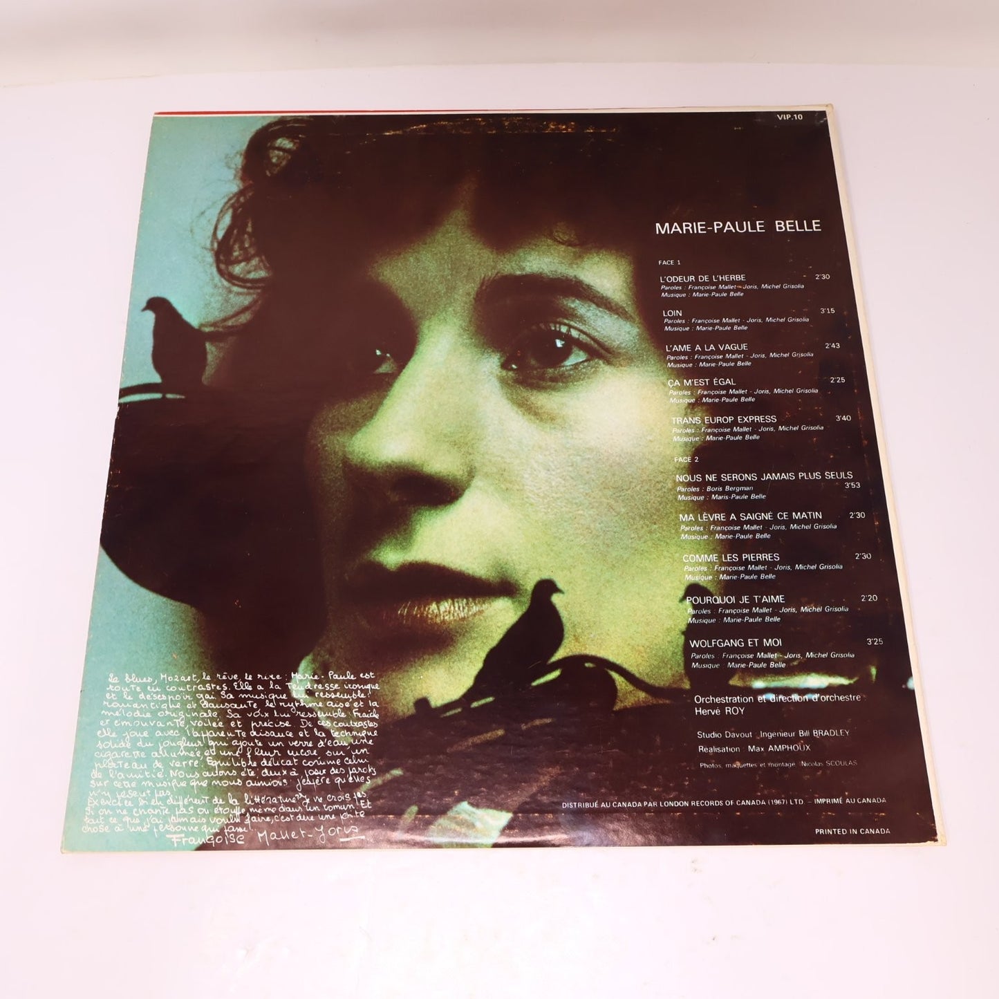 Marie-Paule Belle Éponyme Self Titled LP Record 1973 VIP.10 French Chanson 33RPM