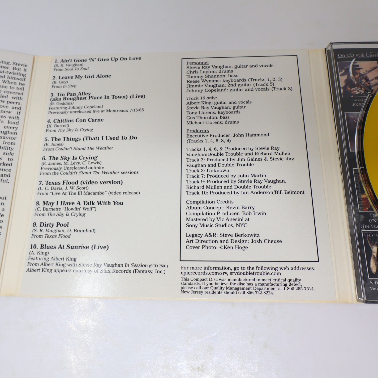 Blues At Sunrise CD Stevie Ray Vaughan/Double Trouble Epic 2000 Rock EH 63842