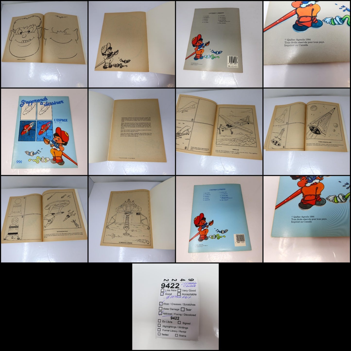 J'Apprends à Dessiner #1-10 Lot 10 Livres à Colorier Québec Agenda Complète 1984