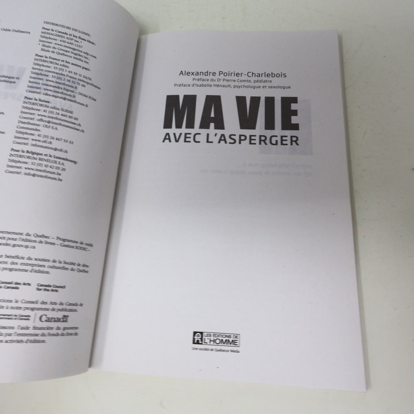 2017 Ma Vie avec l'Asperger Alexandre Poirier-Charlebois De L'homme Français Tsa
