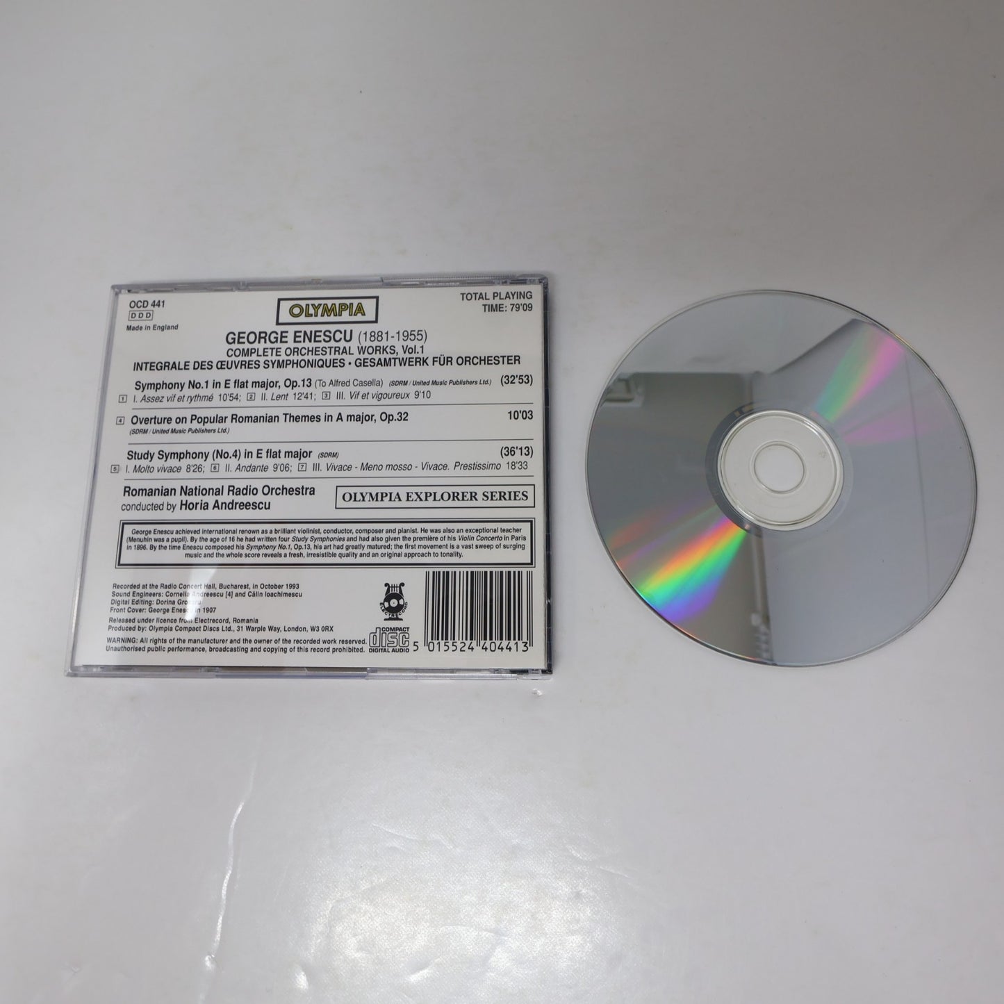 George Enescu CD Complete Orchestral Works 1 Horia Andreescu Symphony 1/Romanian