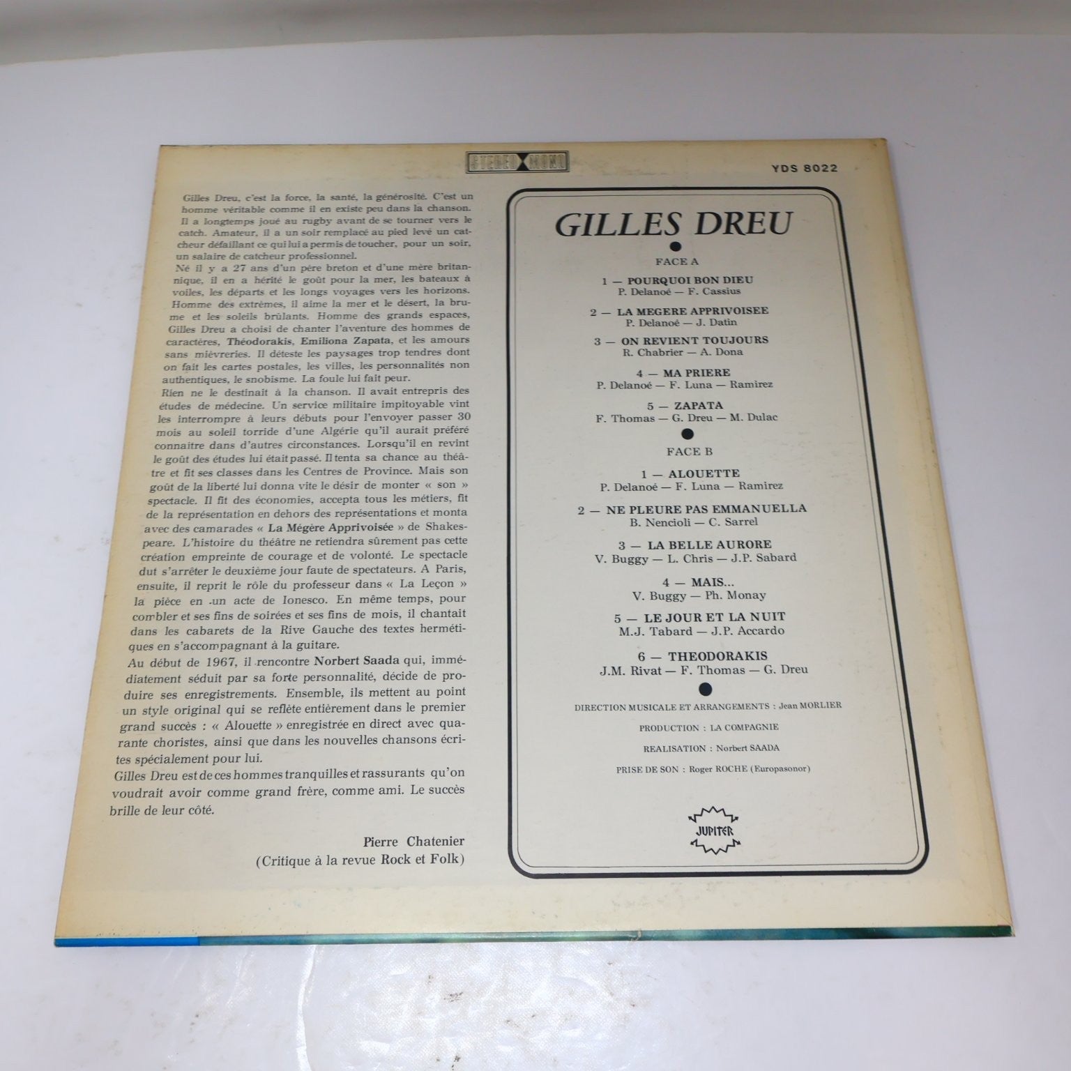 Gilles Dreu - Pourquoi Bon Dieu LP Record 1968 Jupiter French Chanson YDS 8022