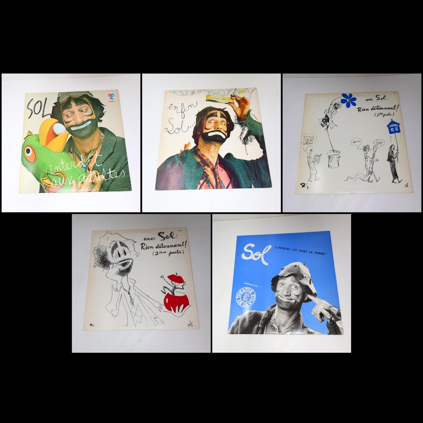 Sol/Marc Favreau Lot 5 Disques Enfin Sol/Rien Détonnant!/Interdit aux Adultes LP
