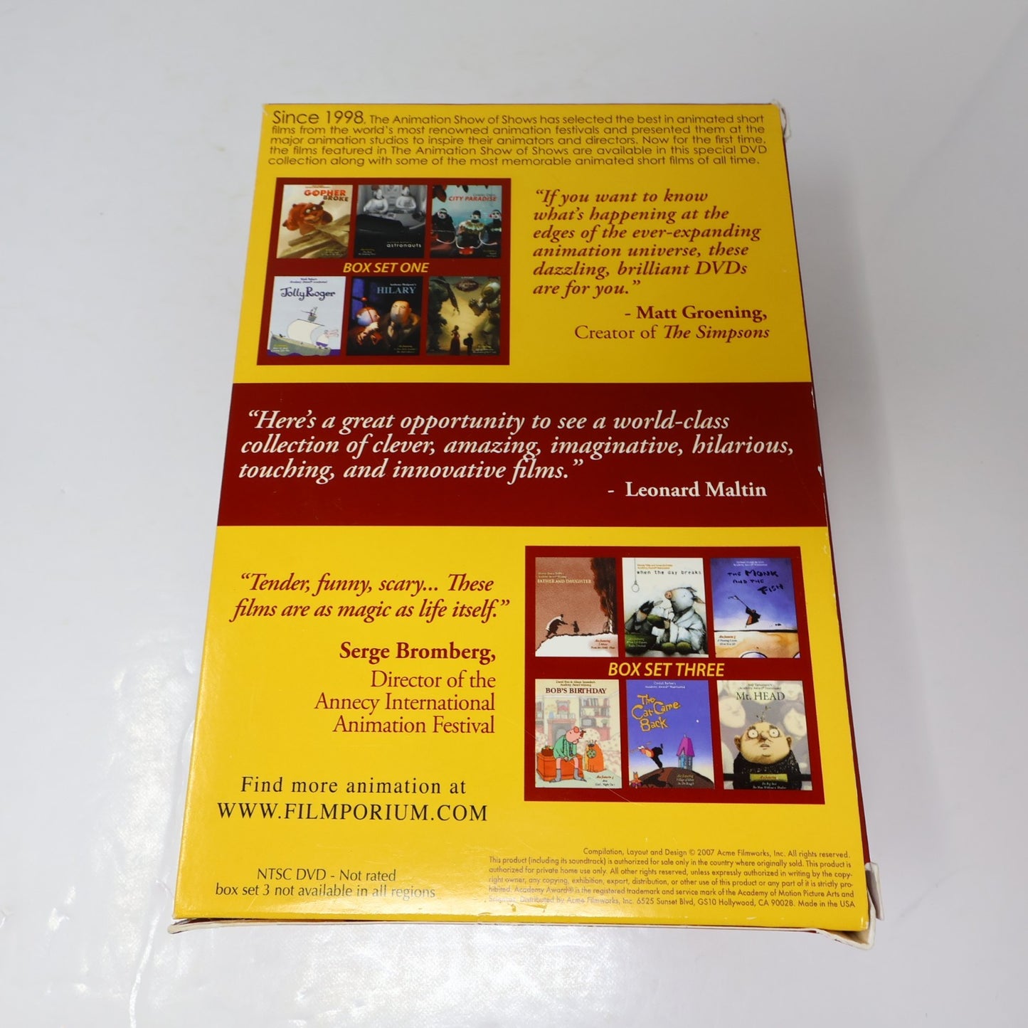 The Animation Show of Shows Box Set 1-2-3 DVD Filmporium 54 Animated Short Films