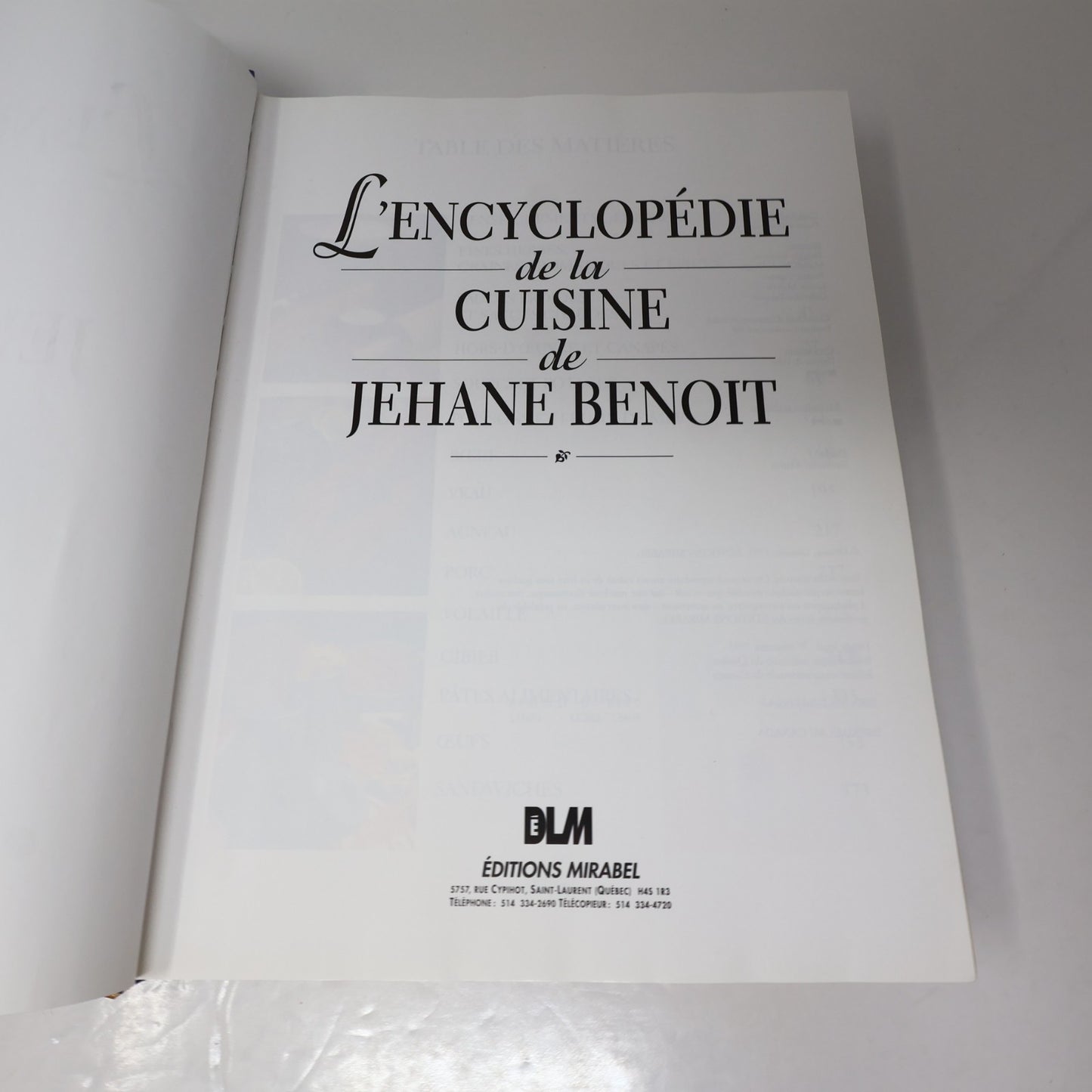 L'Encyclopédie de la Cuisine de Jehane Benoit Mirabel 1991 HC Français French