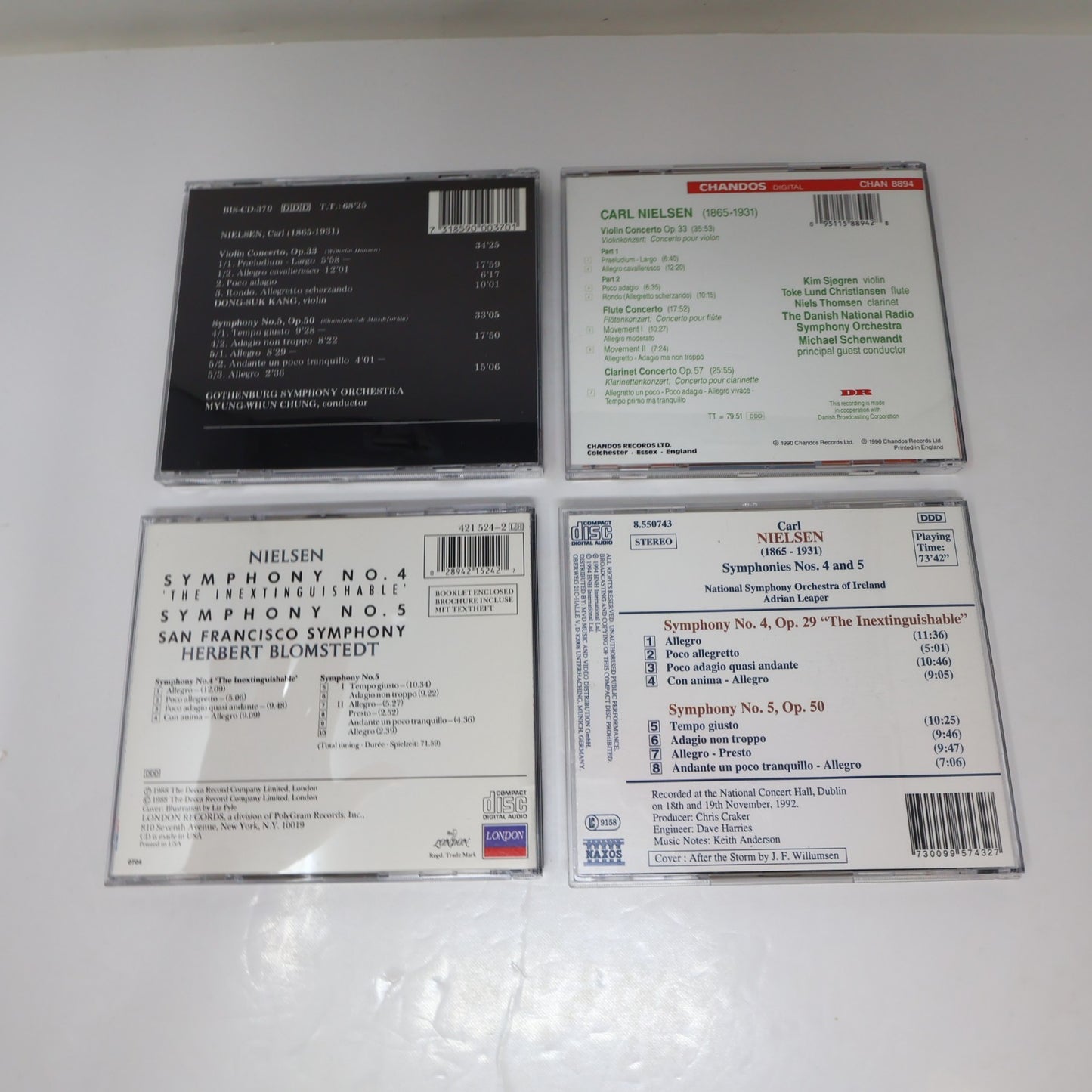 Carl Nielsen 8 CD Lot Symphony 2-3-4-5/Concertos Salonen/Chung/Leaper/Blomstedt