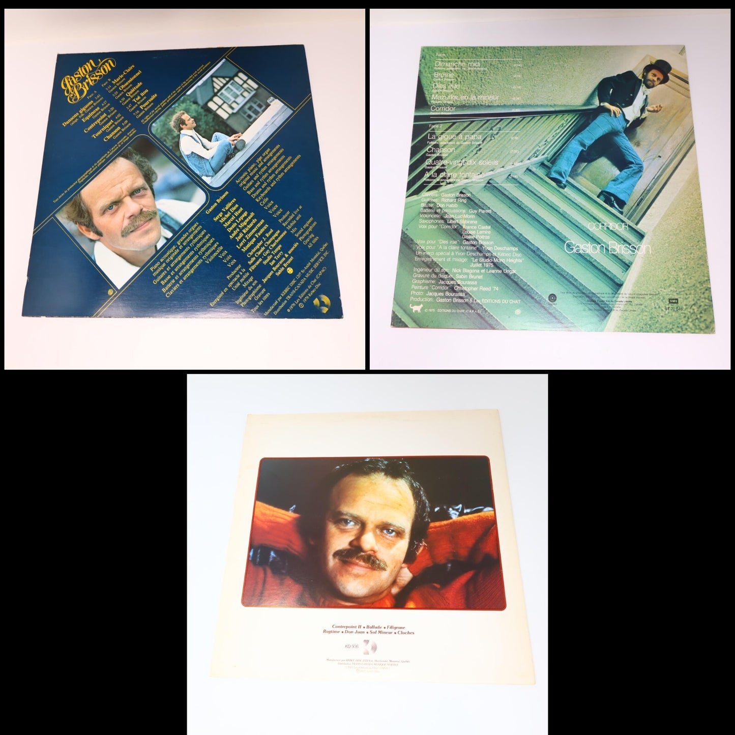 Gaston Brisson Lot 3 Disques LP Record Corridor/Filigranes/En Spectacle 1970s
