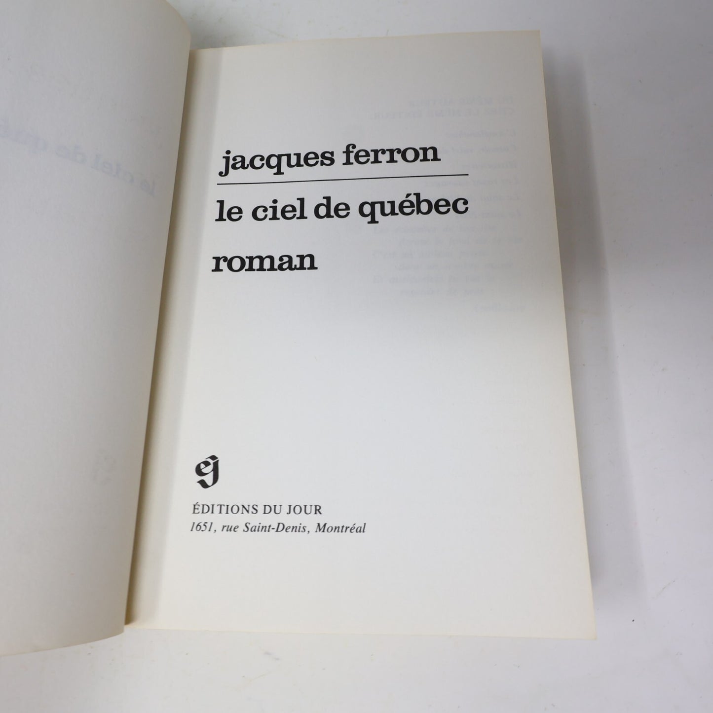 Jacques Ferron Lot 5 Livres L'Amélanchier/Ciel du Québec Littérature Québécoise