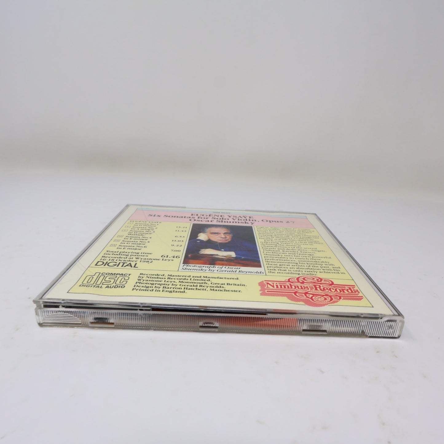 Six Sonatas For Solo Violin CD Oscar Shumsky Ysaÿe Nimbus 1986 Classical 80s