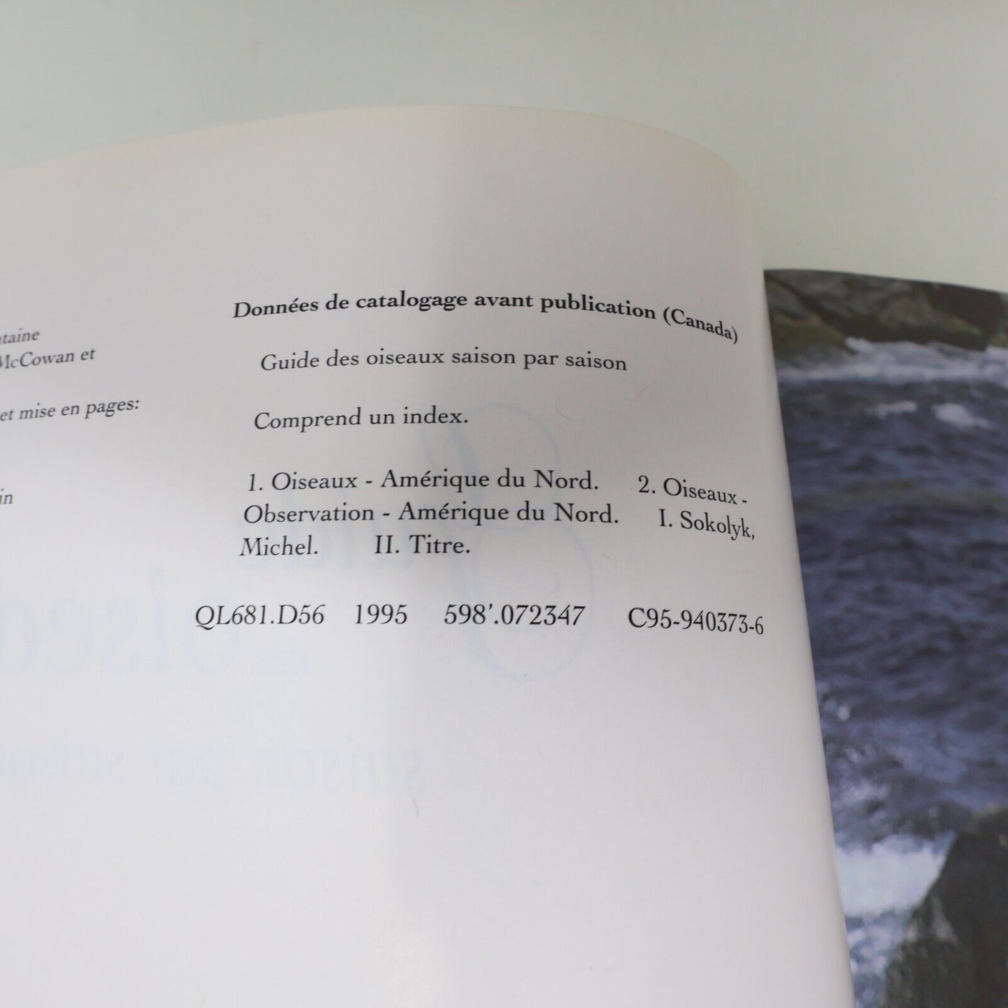 1995 Guide des Oiseaux Saison par Saison André P. Dion Michel Sokolyk Animaux HC
