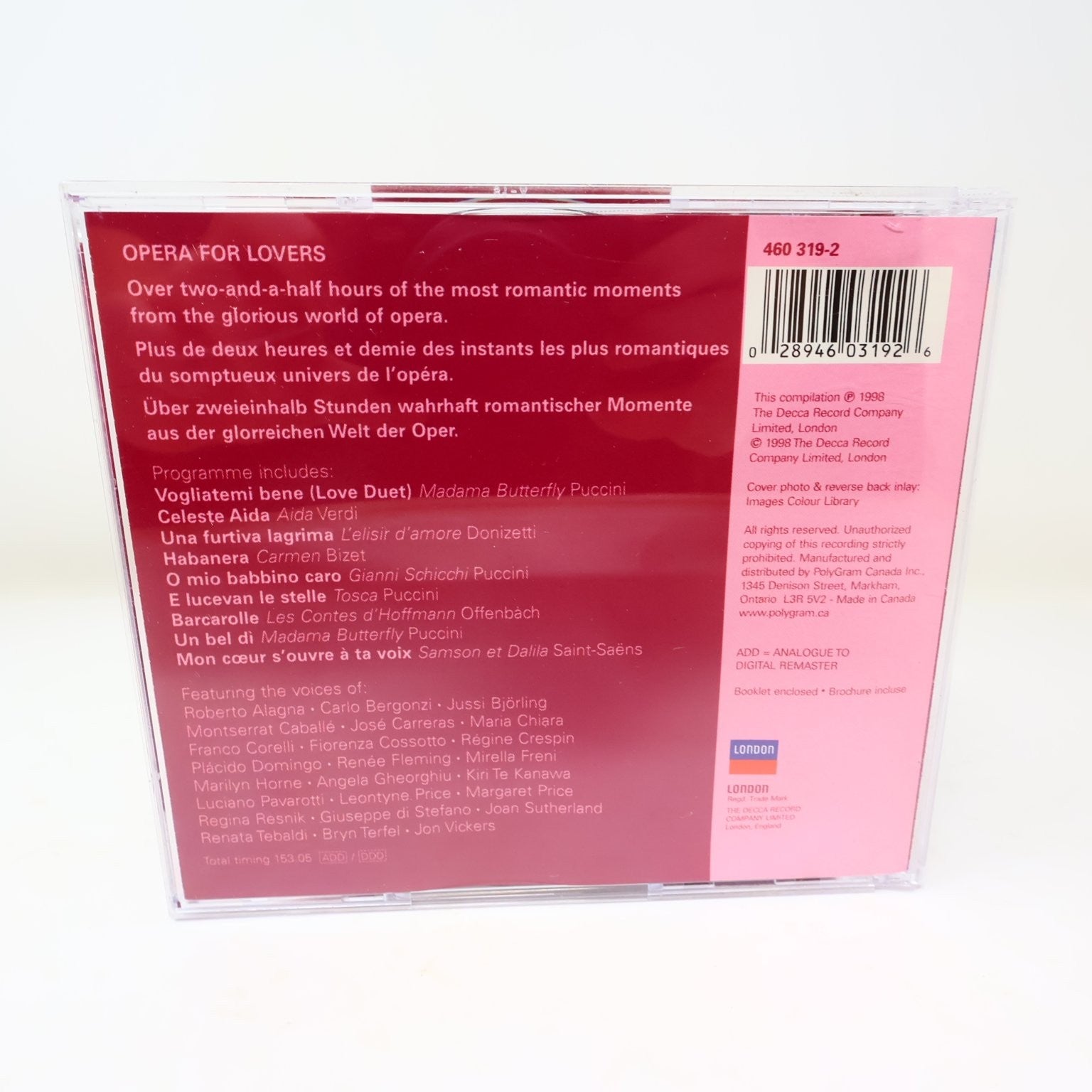 Opera For Lovers CD 1998 2CD Romantic Opera Classics London Verdi/Donizetti