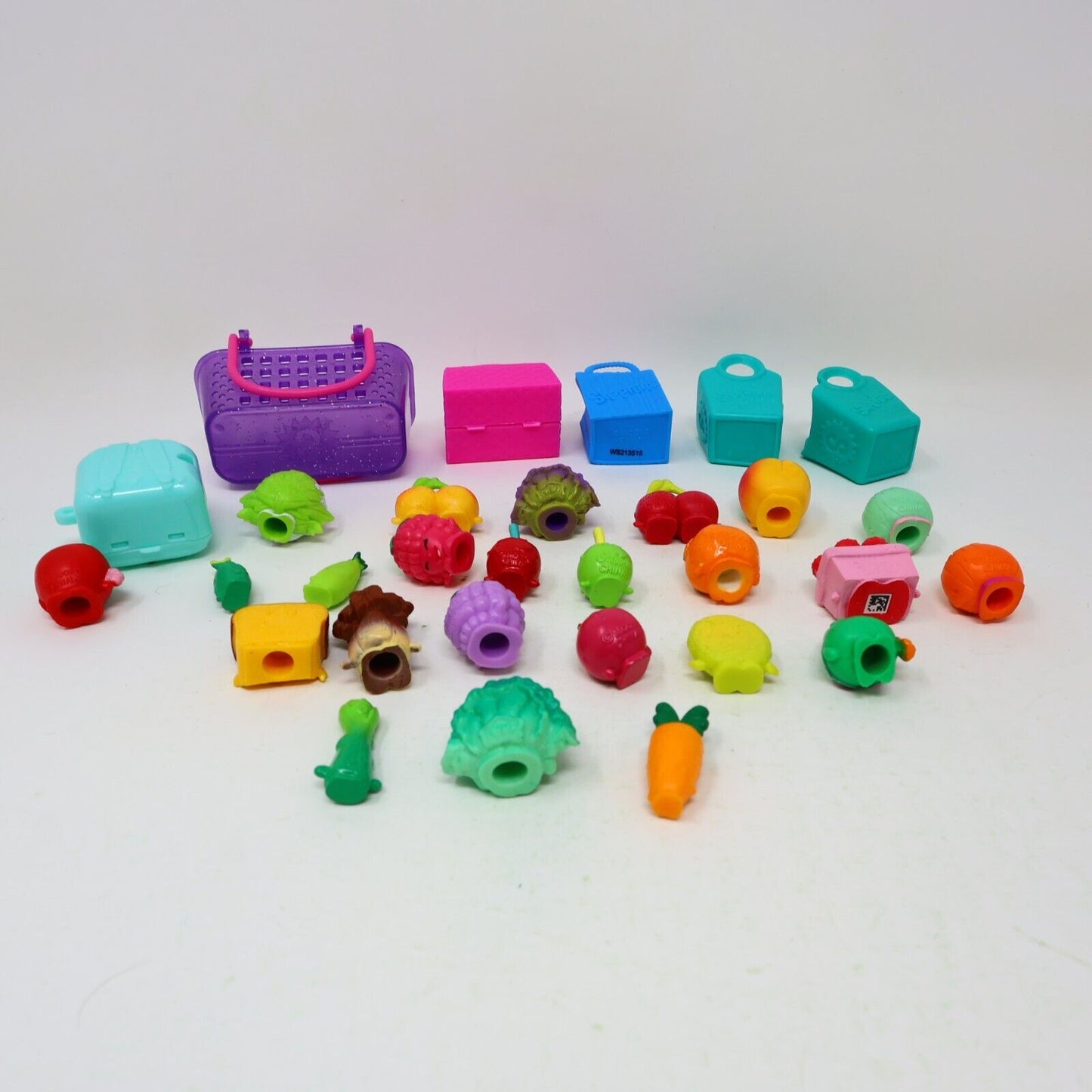 Lot of 24 Shopkins Figures Toys Mixed Fruits Vegetables Peach Apple Onion Moose