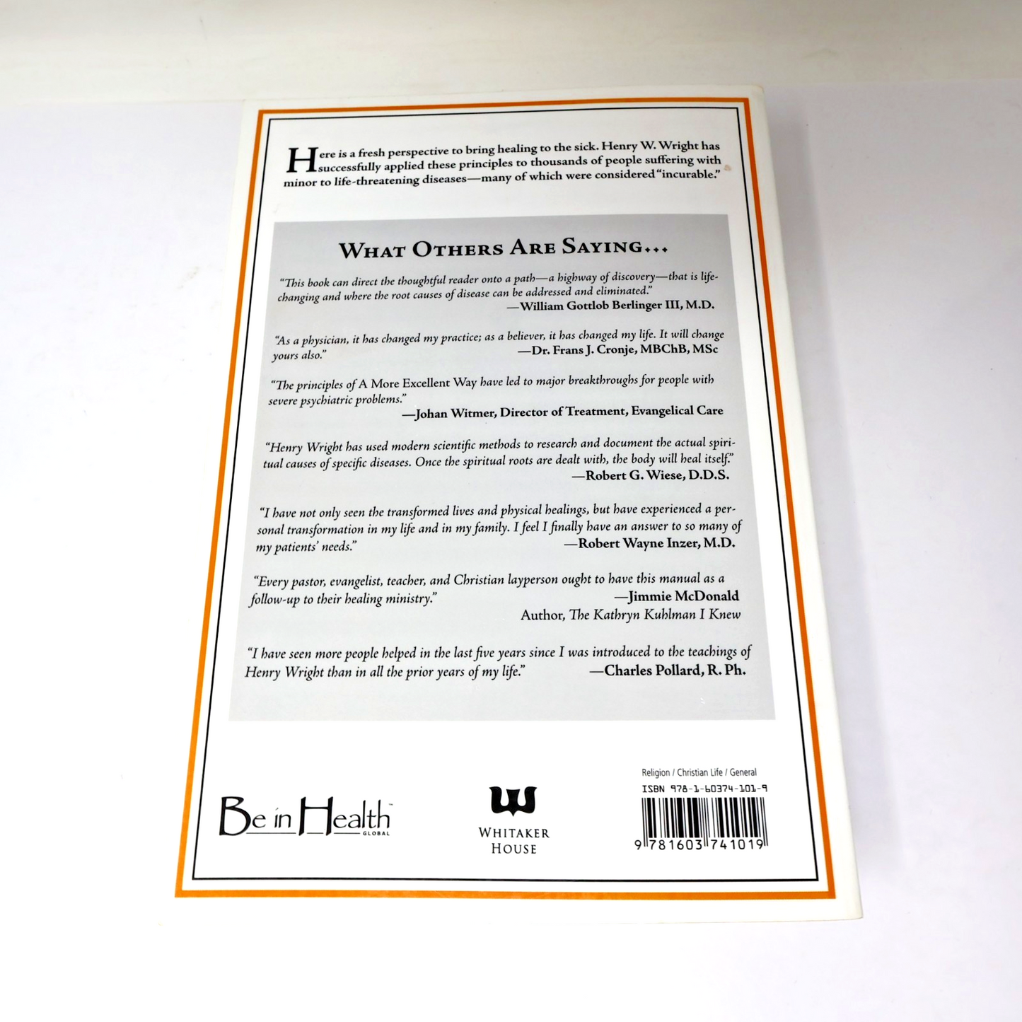 A More Excellent Way to Be in Health Henry W. Wright Whitaker House 2009 NO DVD