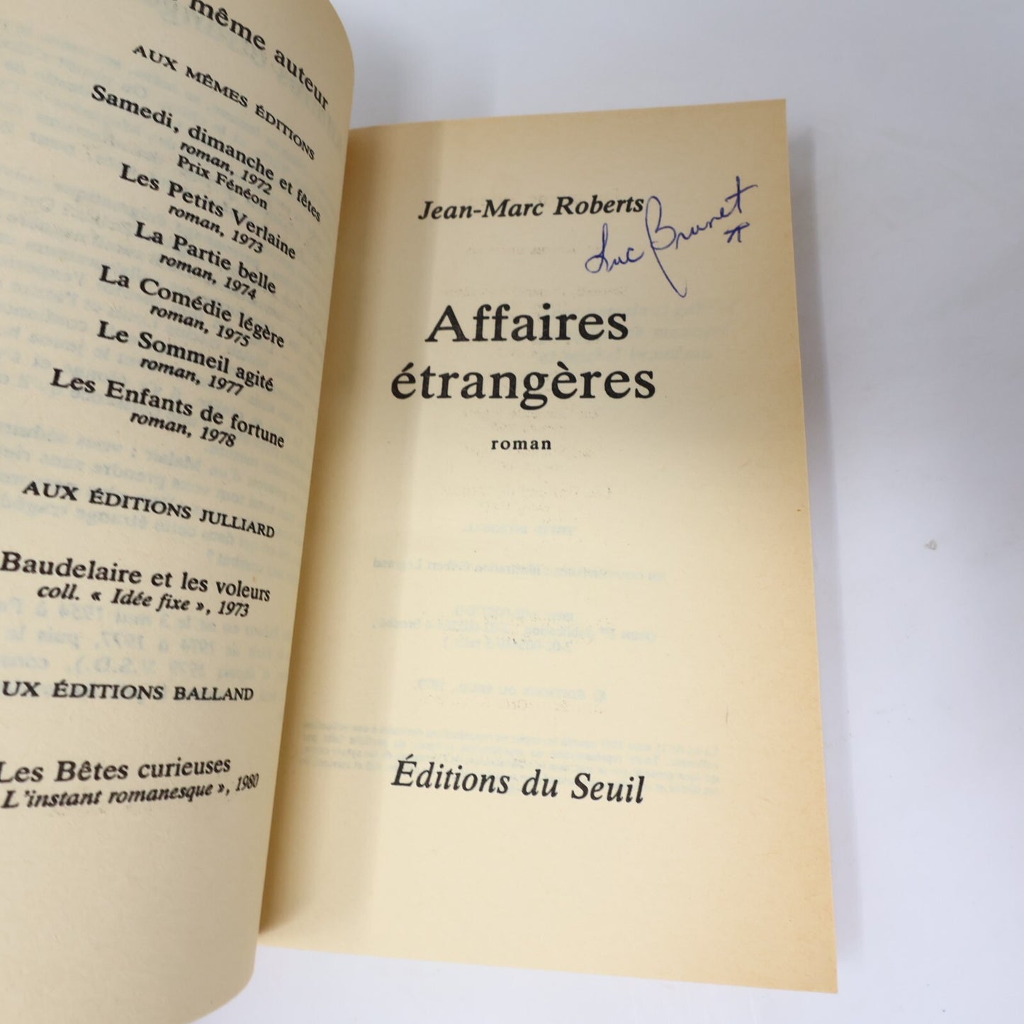 Jean-Marc Roberts Lot 2 Livres Les Enfants de Fortune/Affaires Étrangères Roman